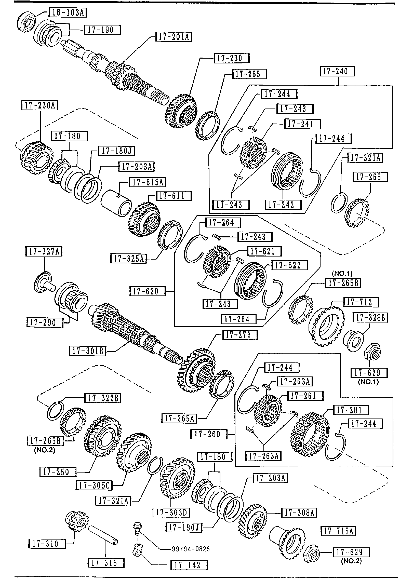 Diagram TRANSMISSION GEARS (MANUAL TRANSMISSTON 5-SPEED) (1800CC) for your 2020 Mazda Mazda3 2.5L MT 2WD HATCHBACK PREMIUM 