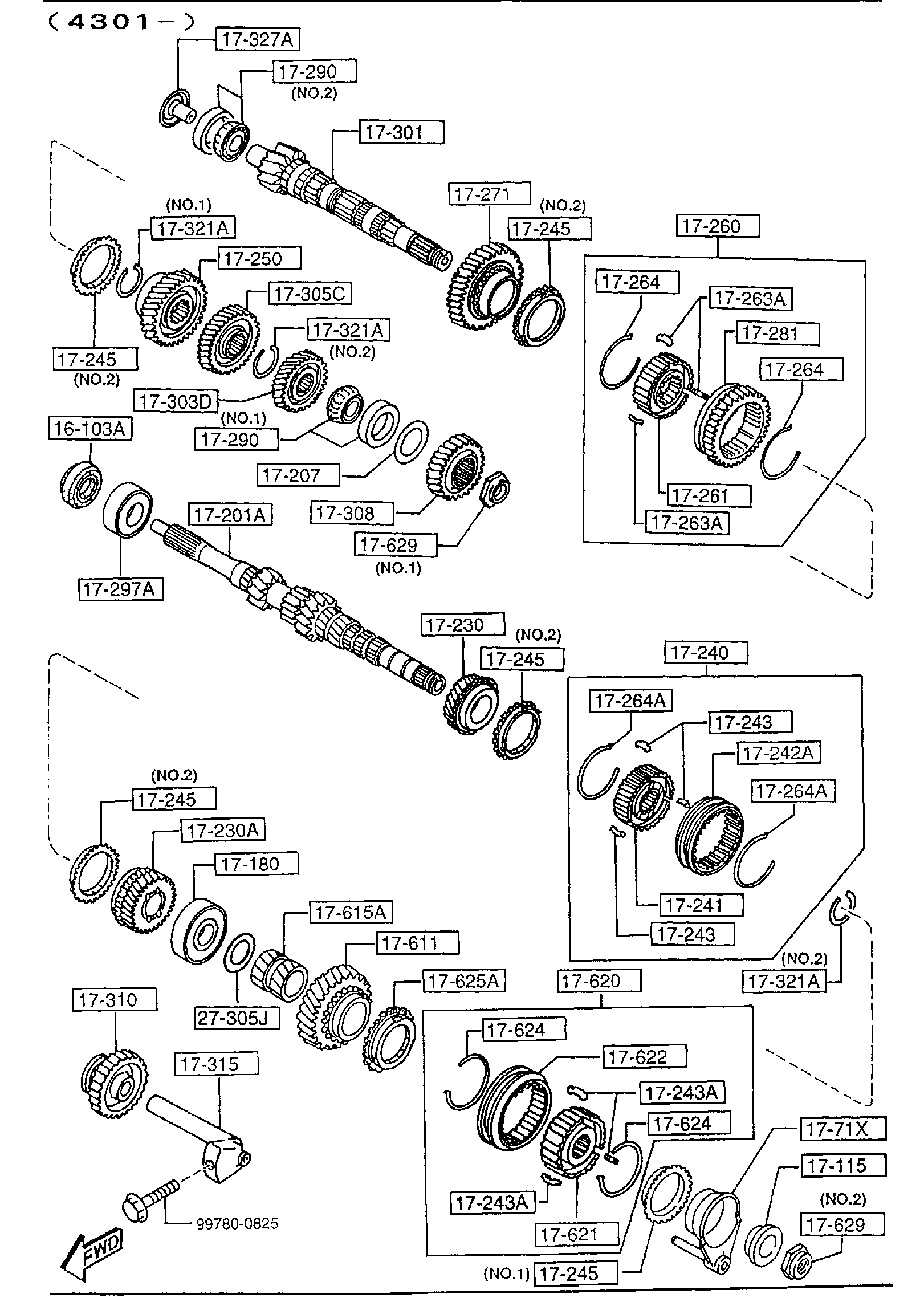 Diagram TRANSMISSION GEARS (MANUAL TRANSMISSTON 5-SPEED) (1600CC) for your Mazda