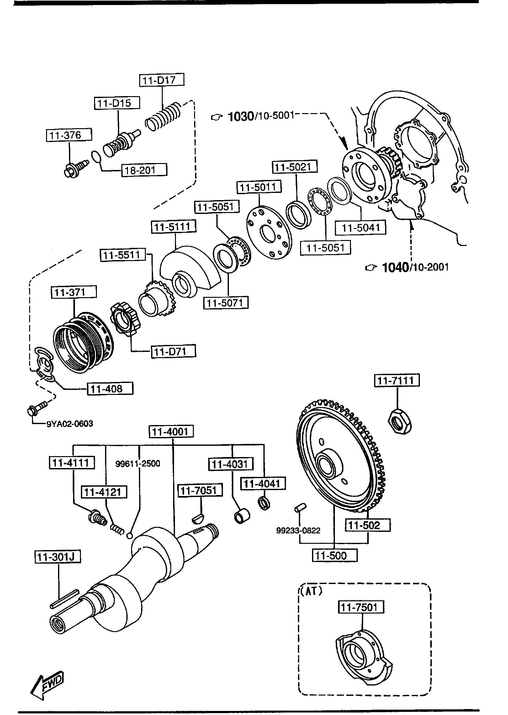 Diagram ECCENTRIC SHAFT & FLYWHEEL for your 1998 Mazda MX-5 Miata   