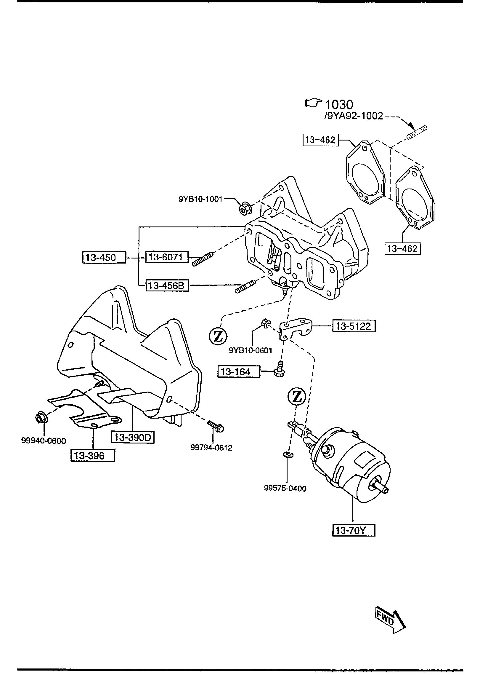 Diagram EXHAUST MANIFOLD for your 2005 Mazda Mazda3  SEDAN BASE 