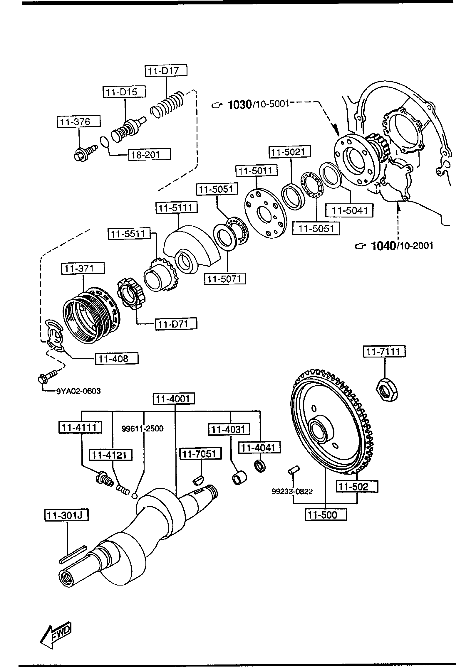 Diagram ECCENTRIC SHAFT & FLYWHEEL for your 1998 Mazda MX-5 Miata   