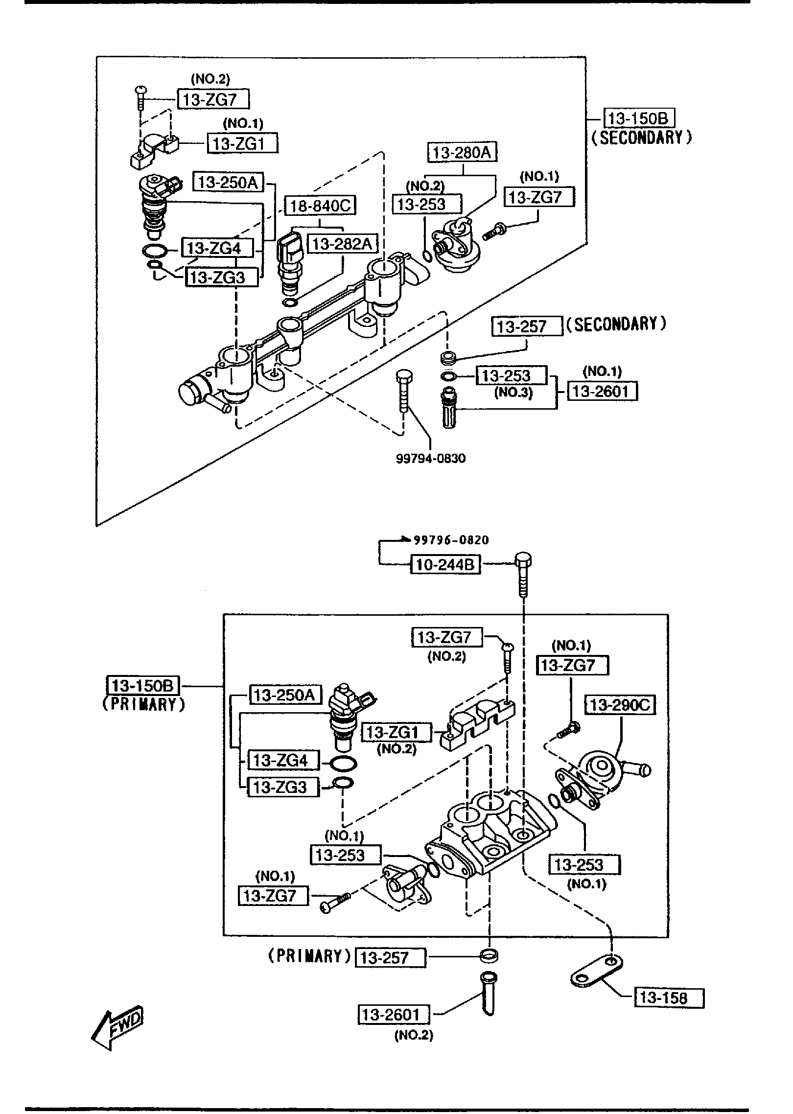 Diagram FUEL DISTRIBUTOR for your 1992 Mazda 323   