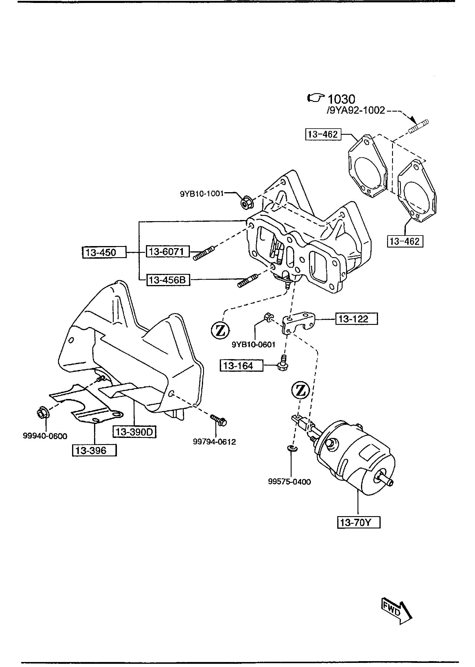 Diagram EXHAUST MANIFOLD for your 2005 Mazda Mazda3  SEDAN BASE 
