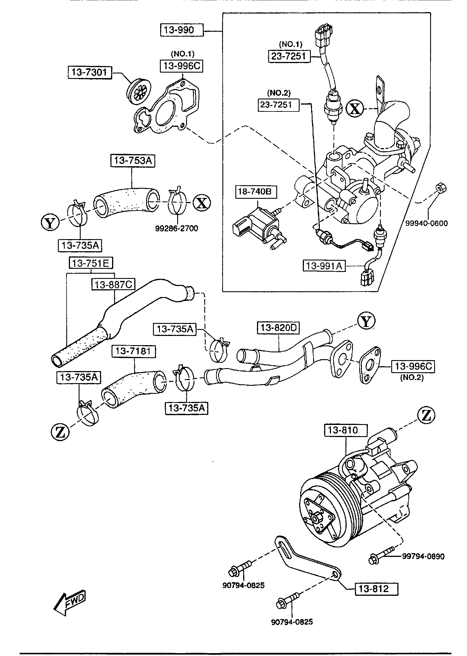 Diagram AIR PUMP & AIR CONTROL VALVE for your Mazda