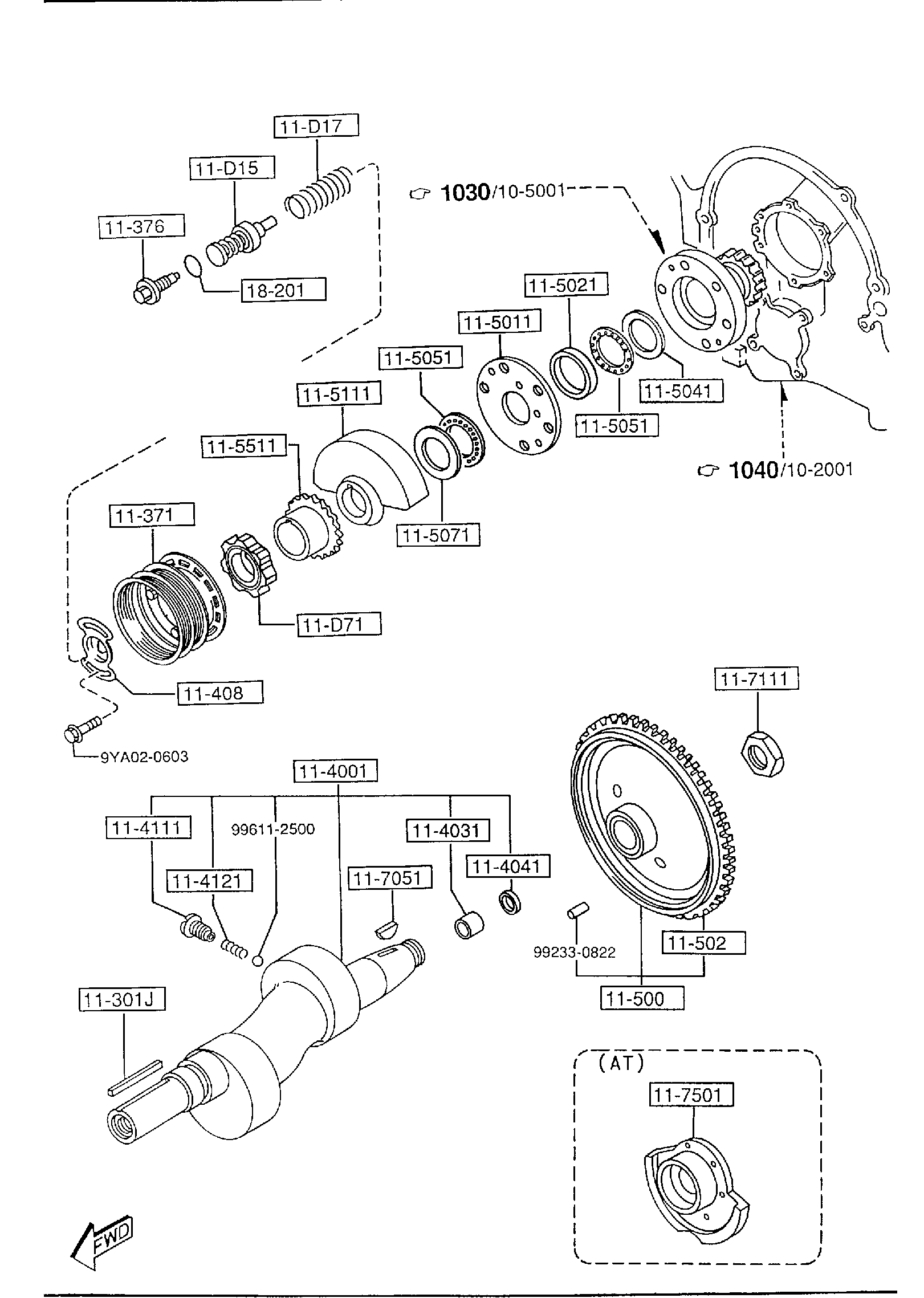 Diagram ECCENTRIC SHAFT & FLYWHEEL for your 1998 Mazda MX-5 Miata   