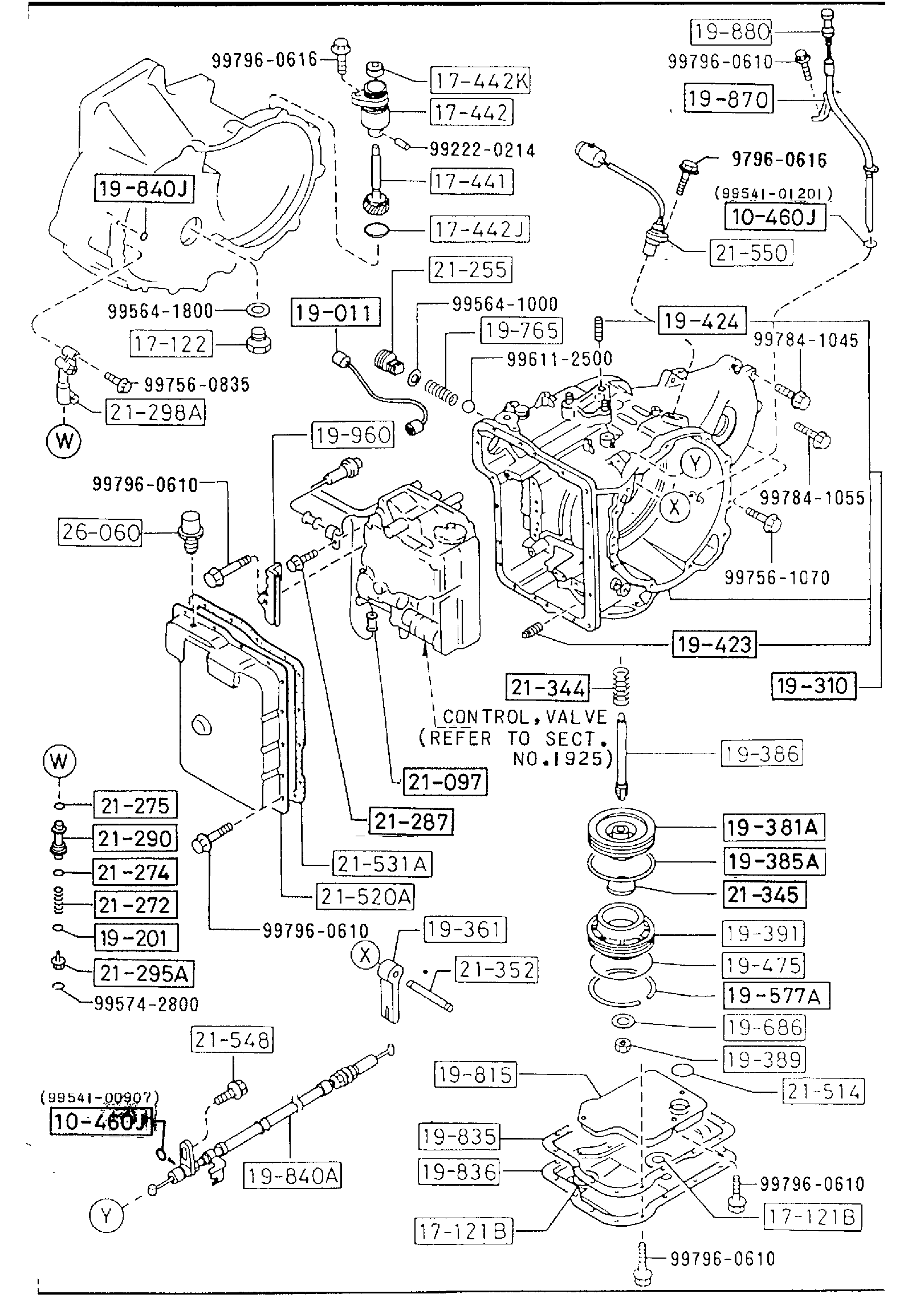 Full size assembly image of TRANSMISSION CASE & MAIN CONTROL SYSTEM (AUTOMATIC TRANSMISSION 4-SPEED) (TURBO) (1/1)