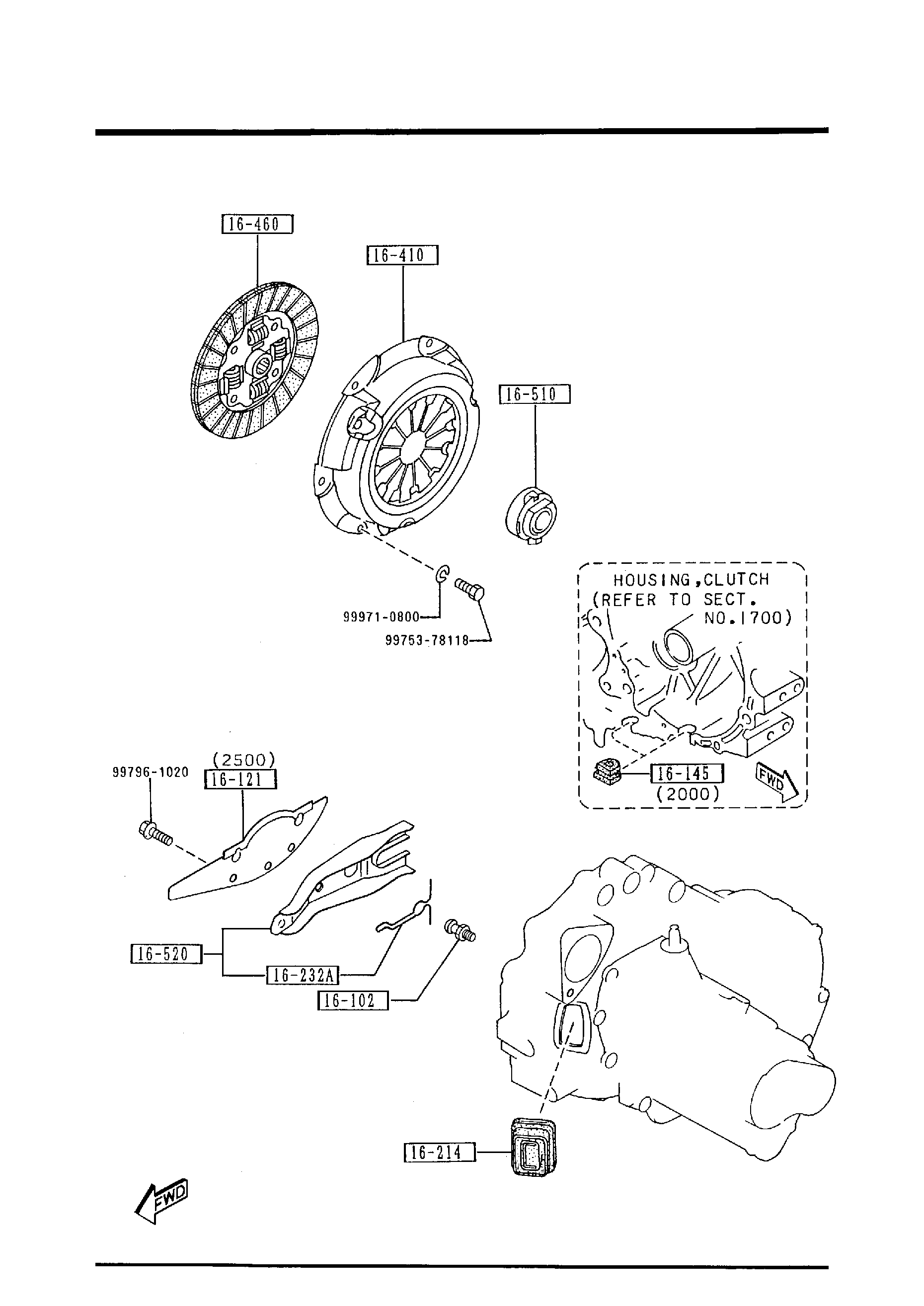 Diagram CLUTCH DISC & COVER (MANUAL TRANSMISSION 5-SPEED) for your 1993 Mazda B2600  CAB PLUS LE 