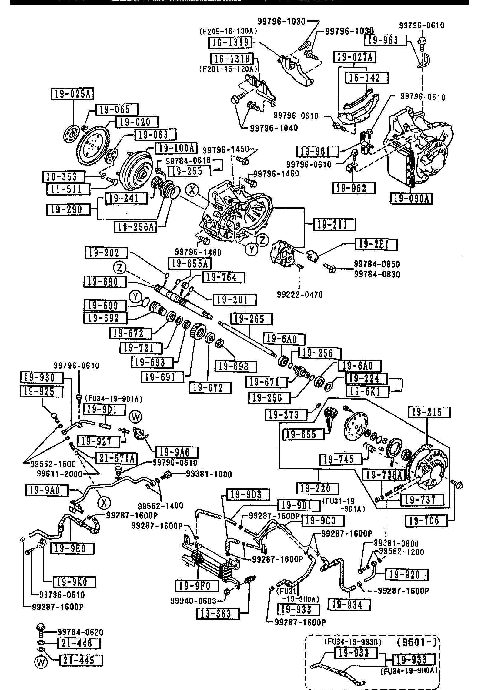 Diagram TORQUE CONVERTER,OIL PUMP & PIPINGS (AUTOMATIC TRANSMISSION 4-SPEED) (W/O TURBO) for your 2006 Mazda Tribute   