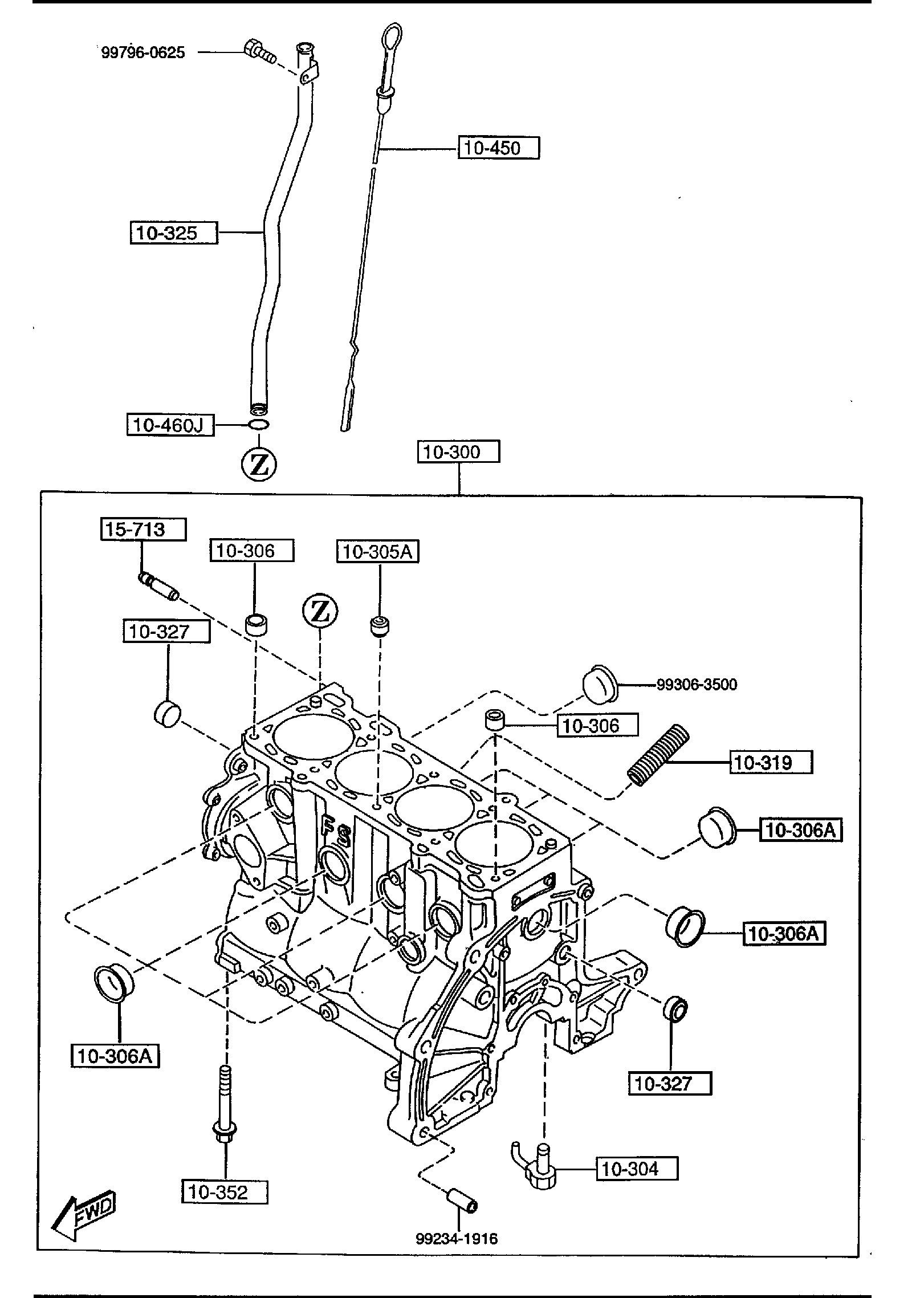 Diagram CYLINDER BLOCK (2000CC) for your 2022 Mazda CX-9   