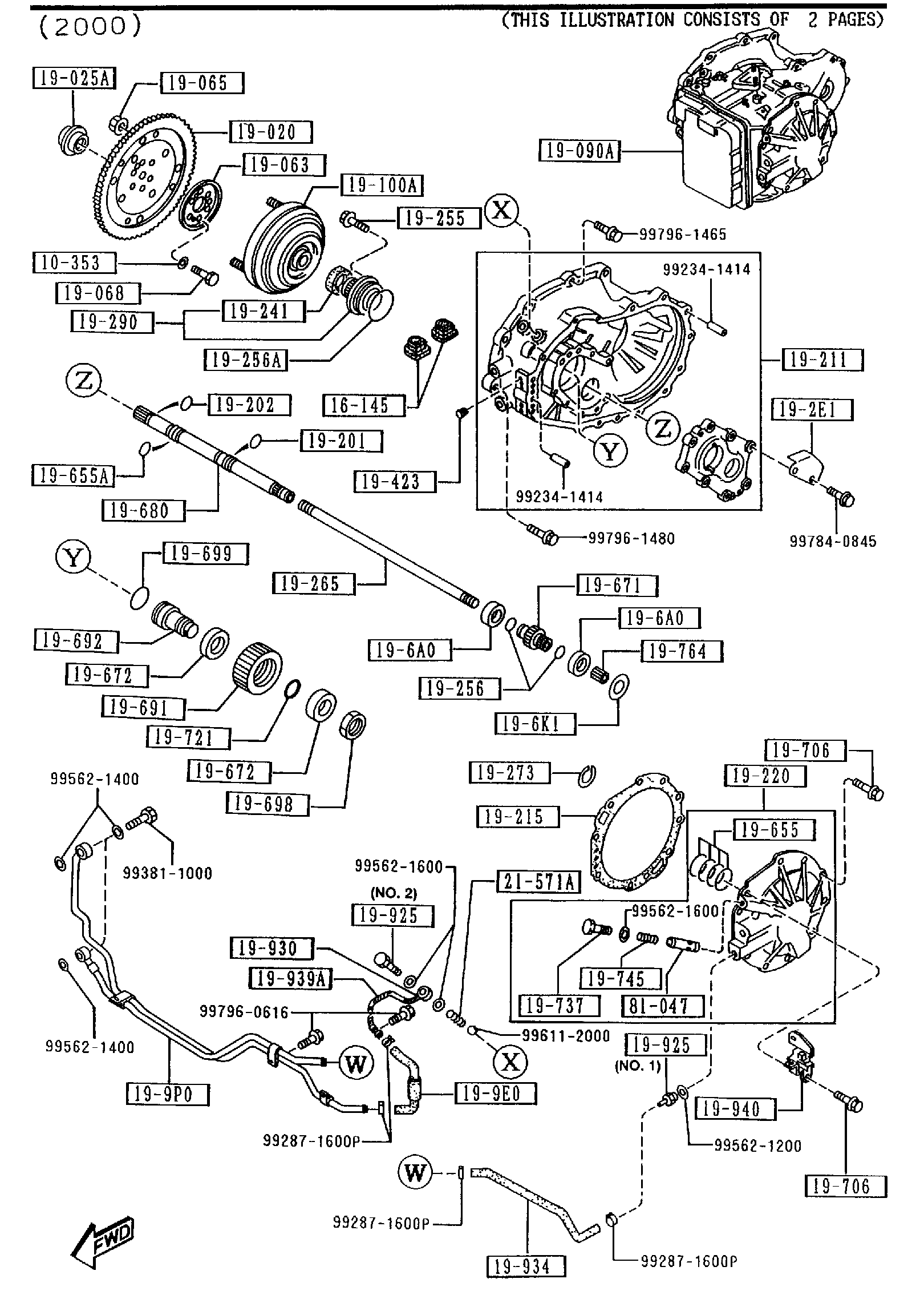 Diagram TORQUE CONVERTER,OIL PUMP & PIPINGS (AUTOMATIC TRANSMISSION 4-SPEED) for your 2007 Mazda RX-8   