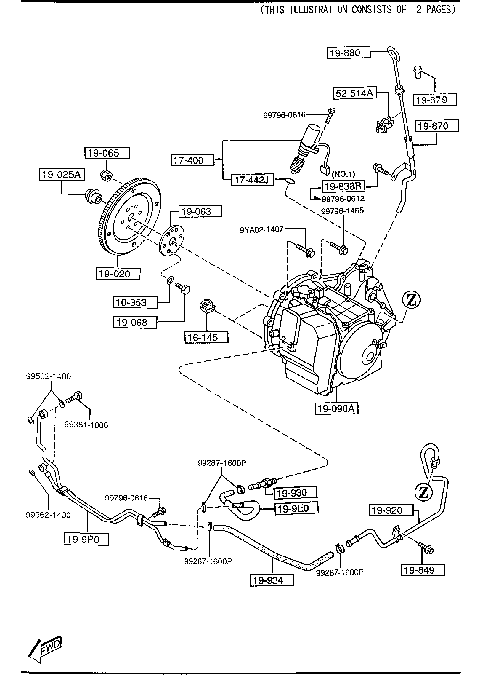 Diagram TORQUE CONVERTER,OIL PUMP & PIPINGS (AUTOMATIC TRANSMISSION 4-SPEED) (2000CC) for your 2016 Mazda Mazda6   