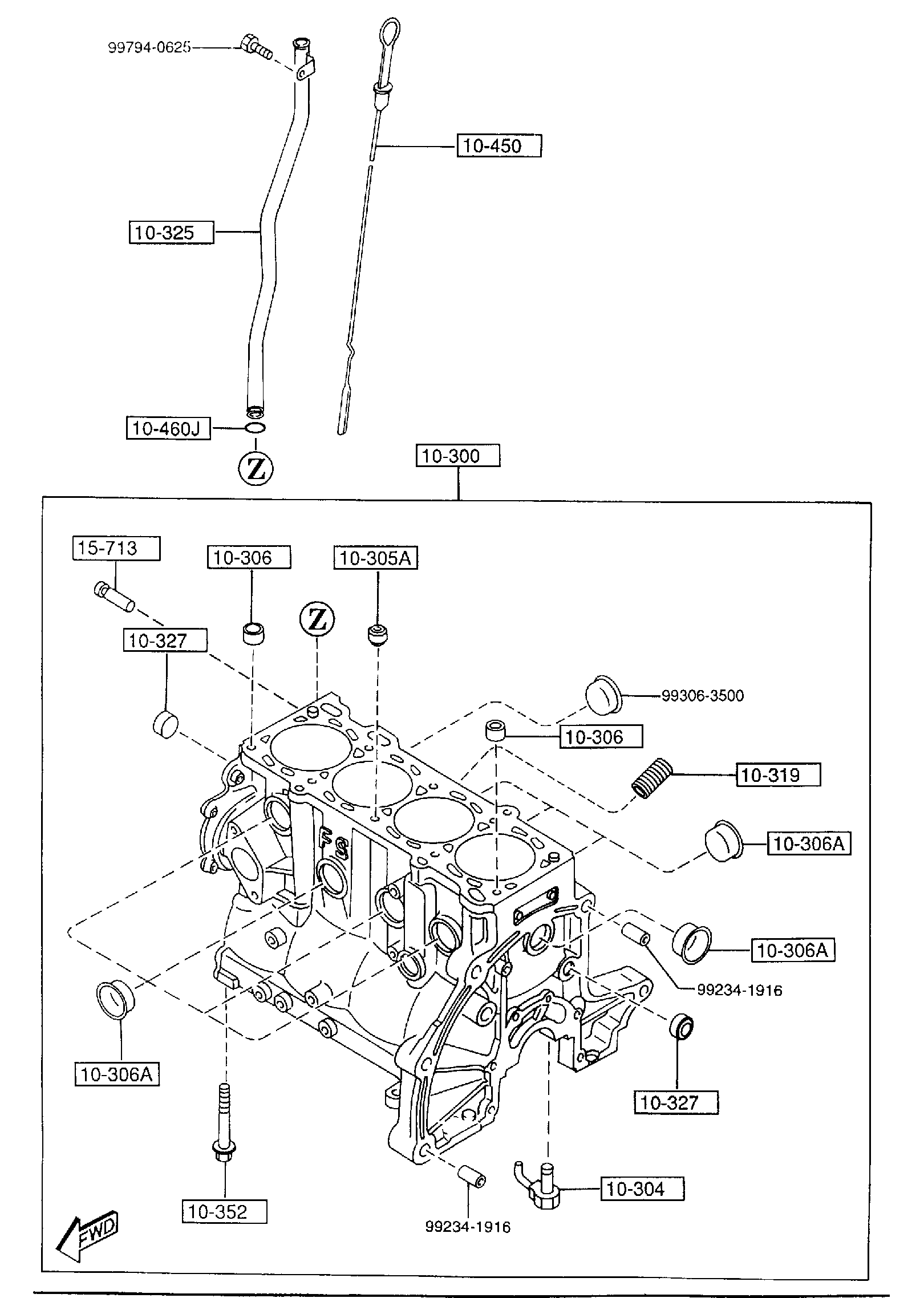 Diagram CYLINDER BLOCK (2000CC) for your 2022 Mazda CX-9   