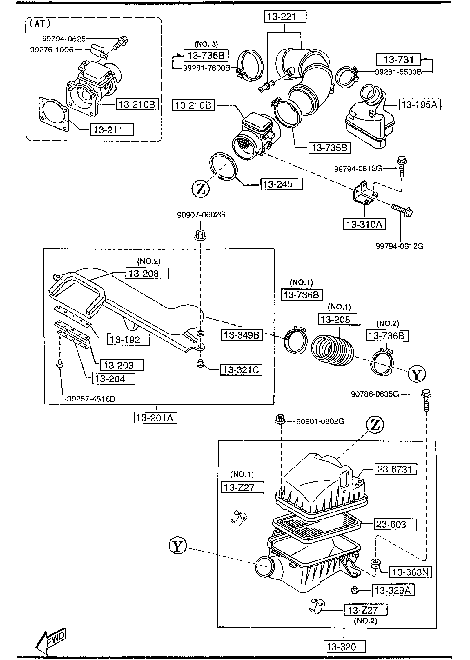 Diagram AIR CLEANER (2000CC) for your 2001 Mazda Protege 5   