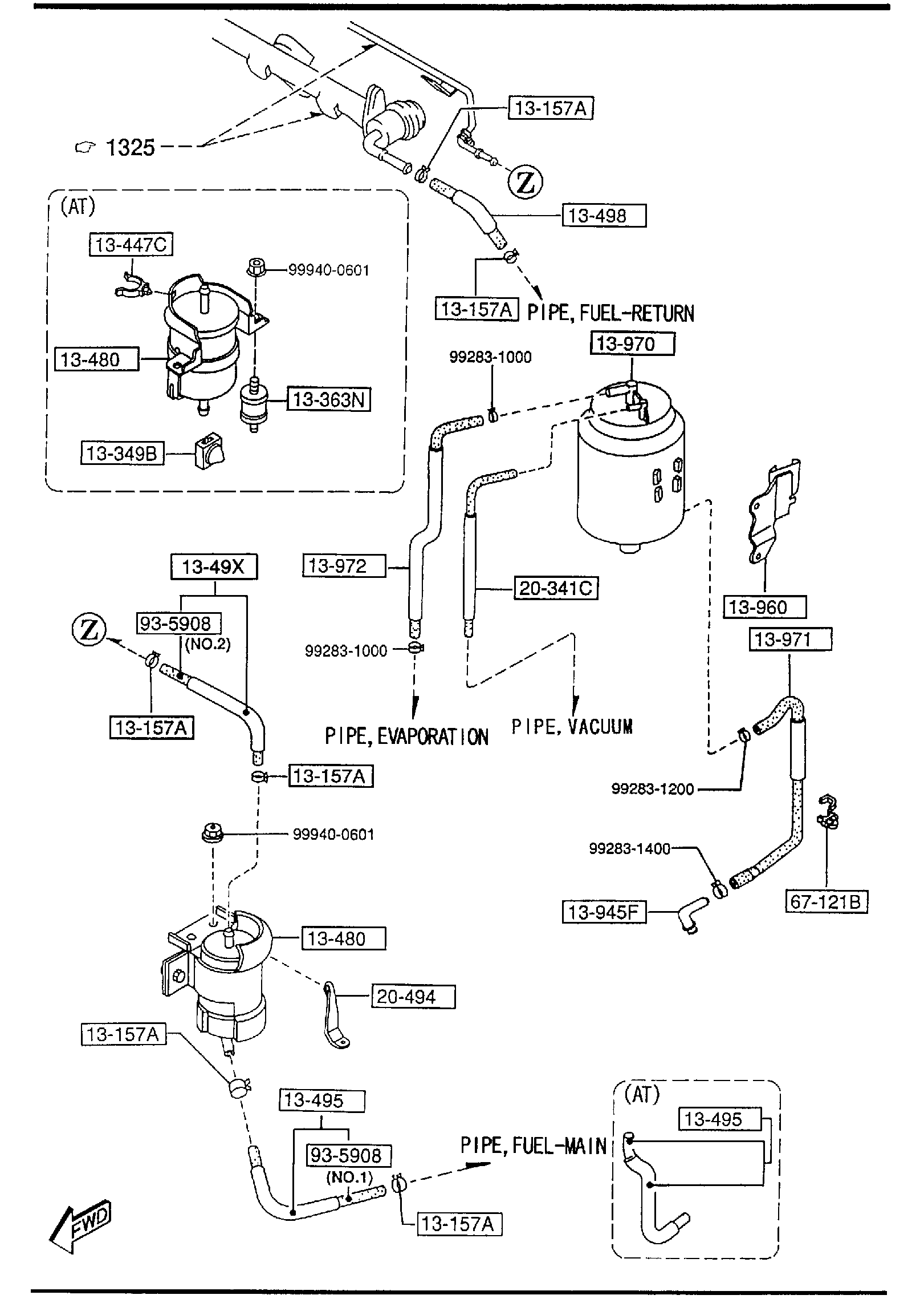 Diagram FUEL SYSTEM (2000CC) for your 1992 Mazda 323  HATCHBACK  