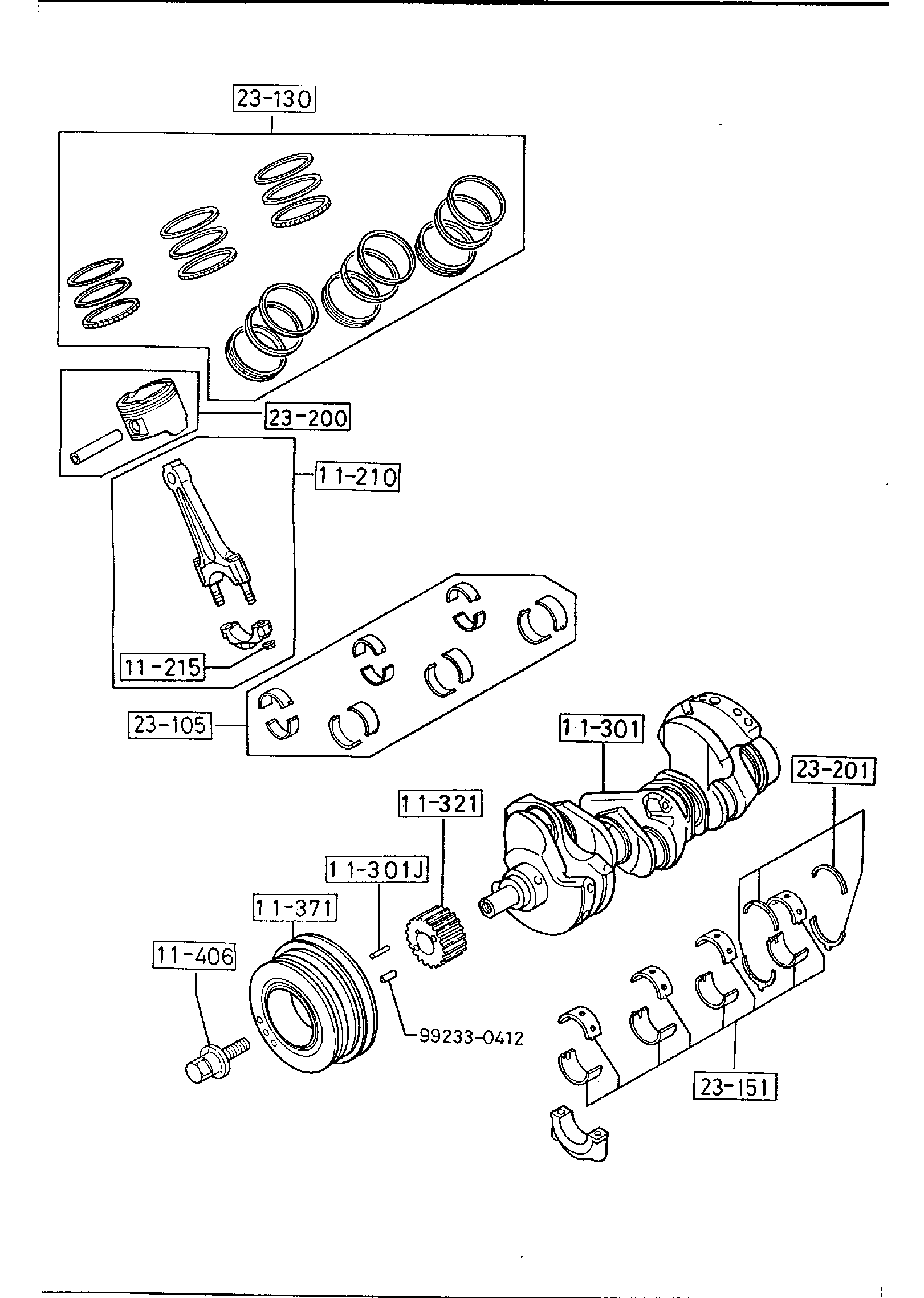 Diagram PISTON,CRANKSHAFT & FLYWHEEL (DOHC) for your 2024 Mazda CX-5   