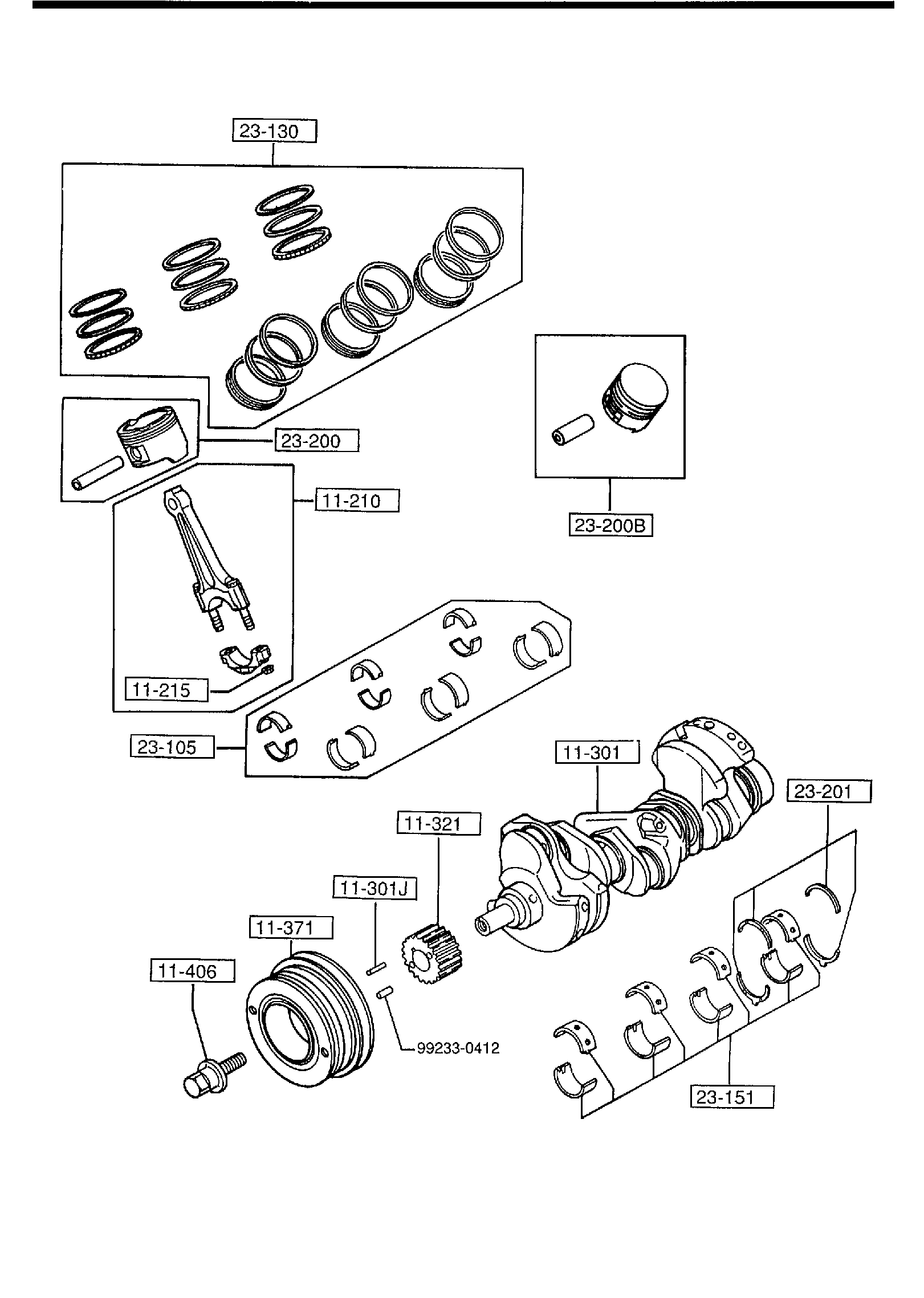 Diagram PISTON,CRANKSHAFT & FLYWHEEL for your 1999 Mazda B3000   