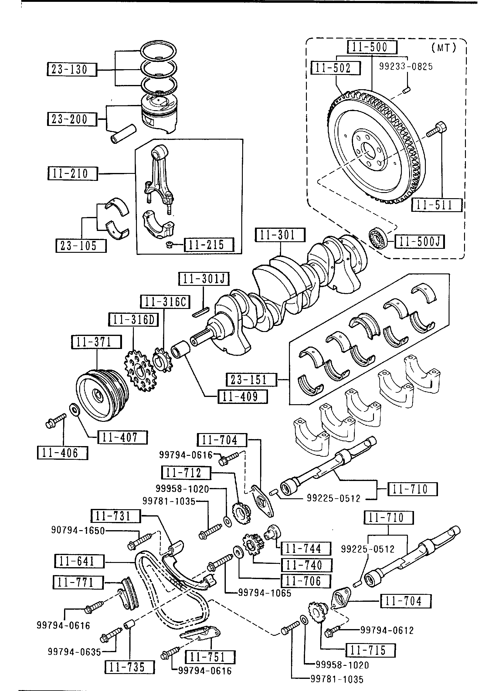 Diagram PISTON, CRANKSHAFT & FLYWHEEL (2600CC) for your 2013 Mazda Mazda3   