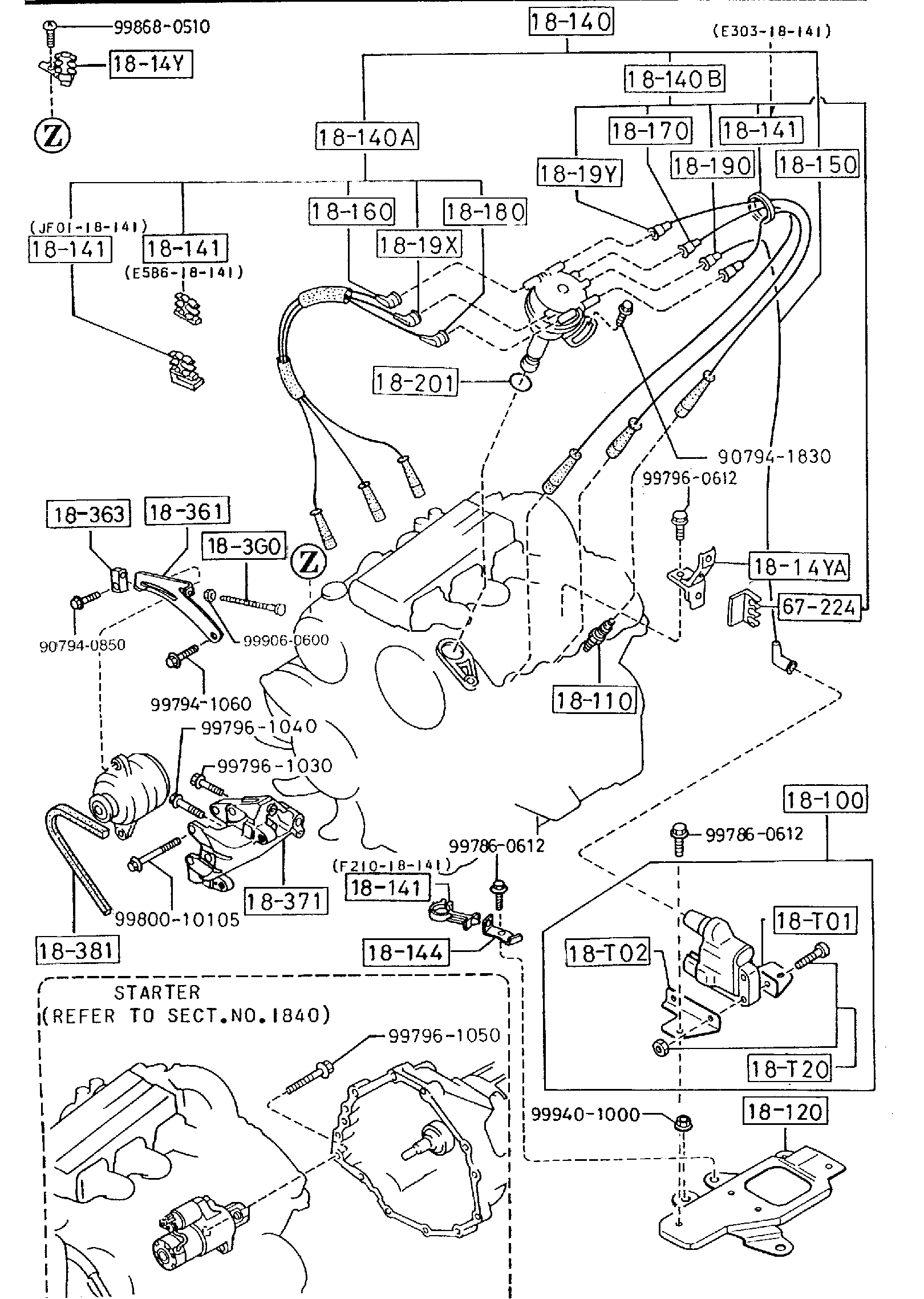 Diagram ENGINE ELECTRICAL SYSTEM (3000CC) for your 1993 Mazda 323   