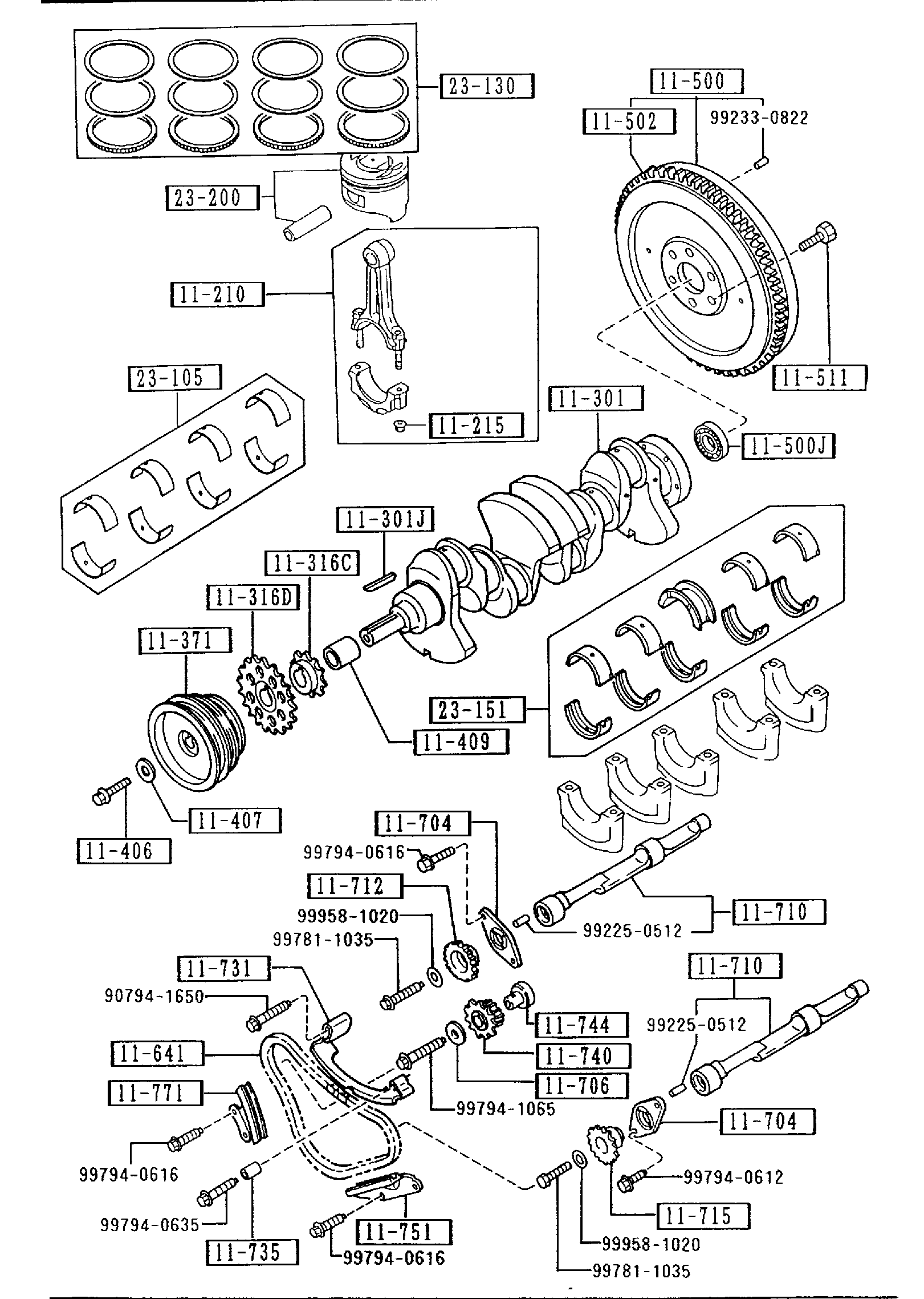 Diagram PISTON, CRANKSHAFT & FLYWHEEL (2600CC) for your 2013 Mazda Mazda3   