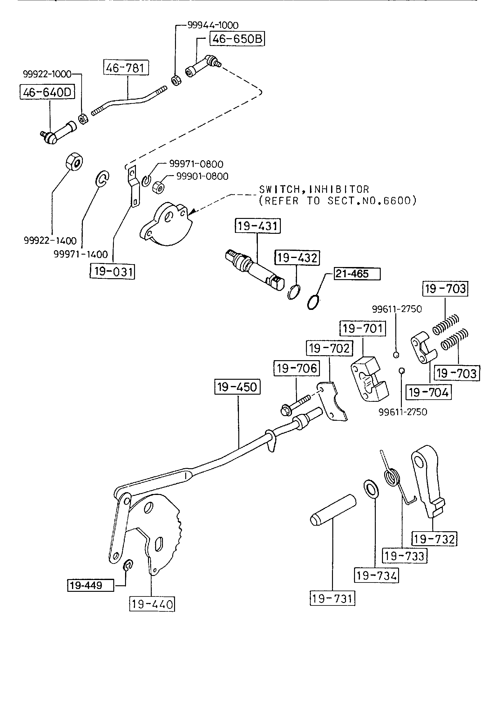 Diagram MANUAL LINKAGE SYSTEM (AUTOMATIC ; HYDRAULIC CONTROL) for your 2003 Mazda Protege  SEDAN LX L 