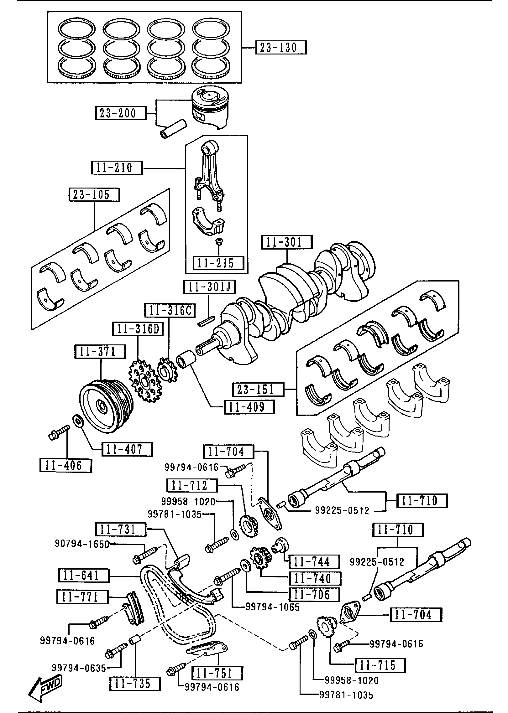 Diagram PISTON, CRANKSHAFT & FLYWHEEL (2600CC) for your 2013 Mazda Mazda3   