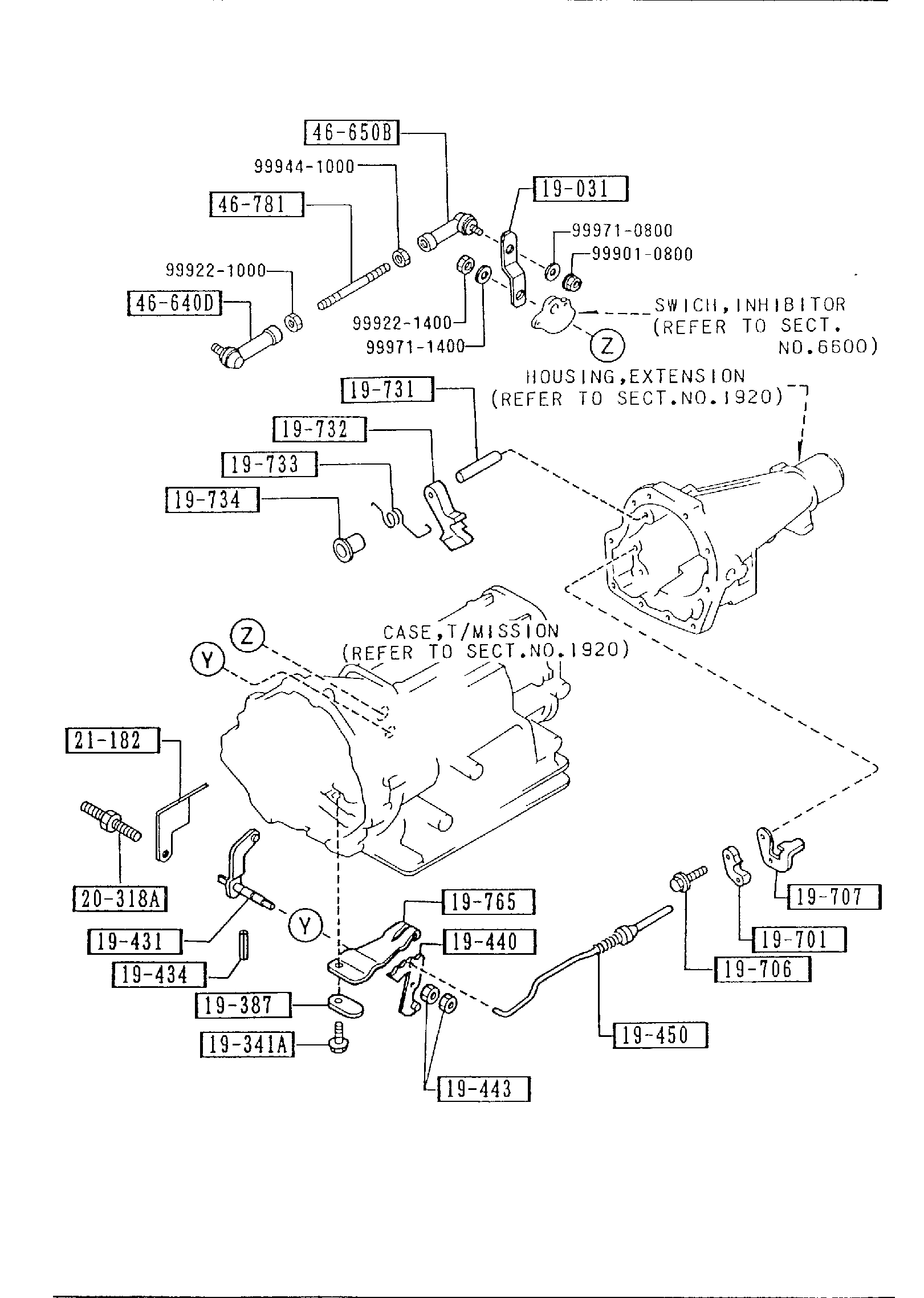 Diagram MANUAL LINKAGE SYSTEM (AUTOMATIC ; ELECTRONIC CONTROL) (2WD) for your 2003 Mazda Protege  SEDAN LX L 