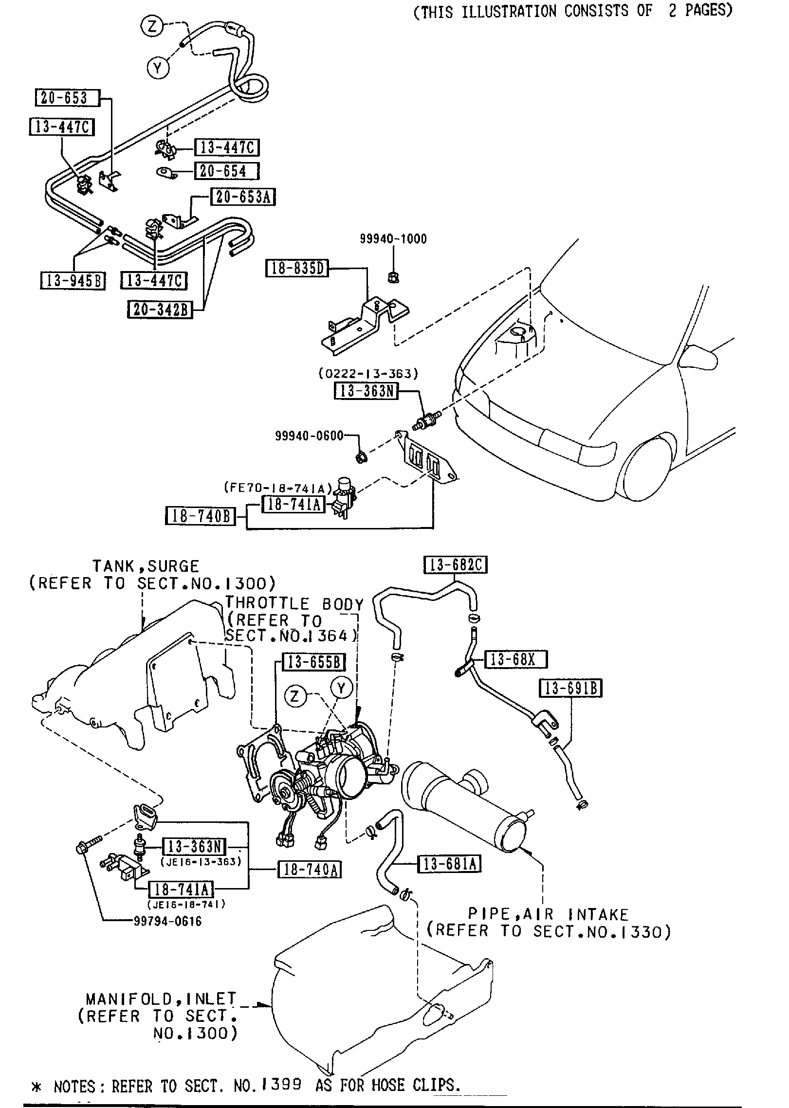 Diagram EMISSION CONTROL SYSTEM (INLET SIDE) (2600CC) for your 2005 Mazda Mazda3  HATCHBACK SP 