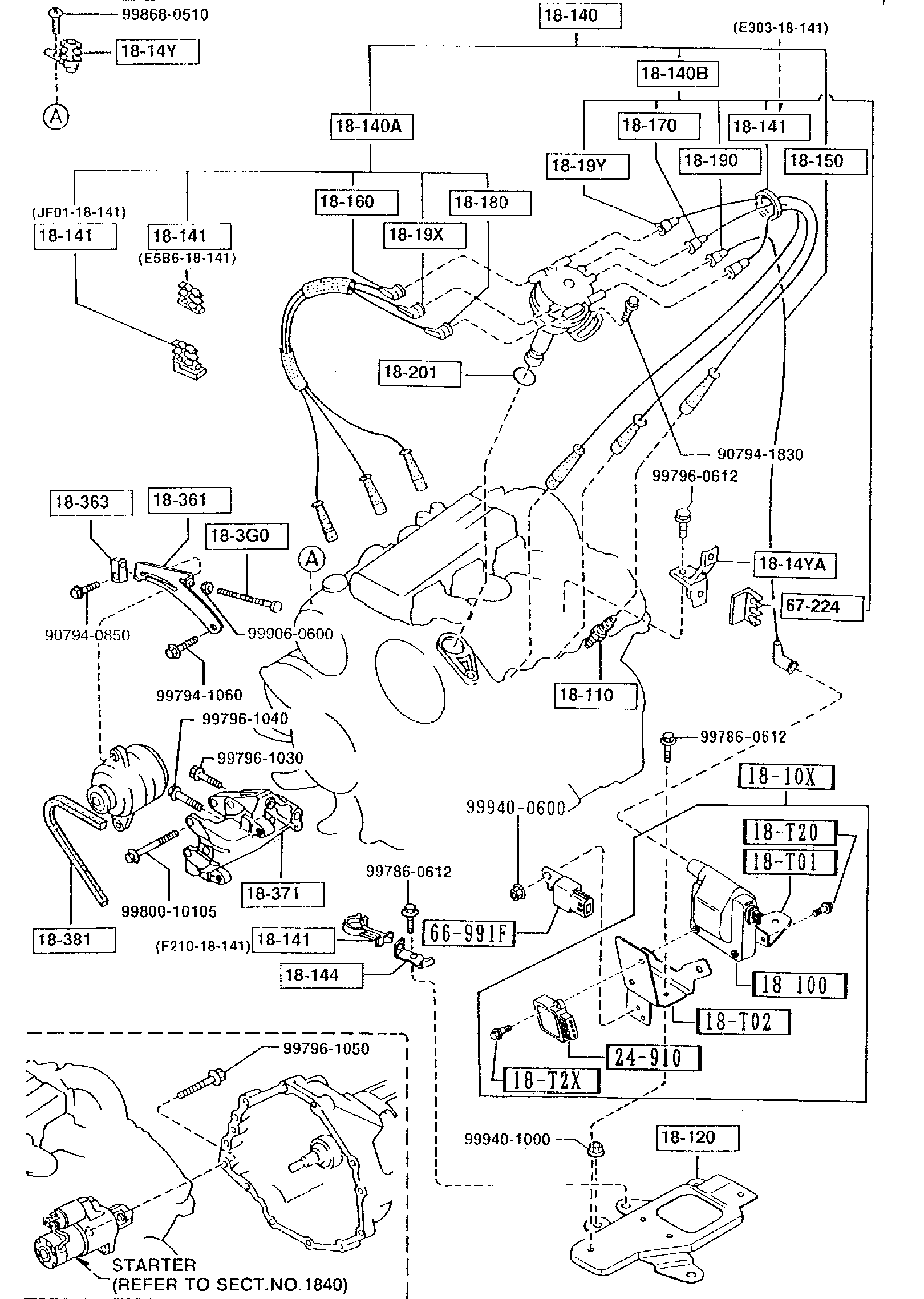 Diagram ENGINE ELECTRICAL SYSTEM (3000CC) for your 1993 Mazda 323   