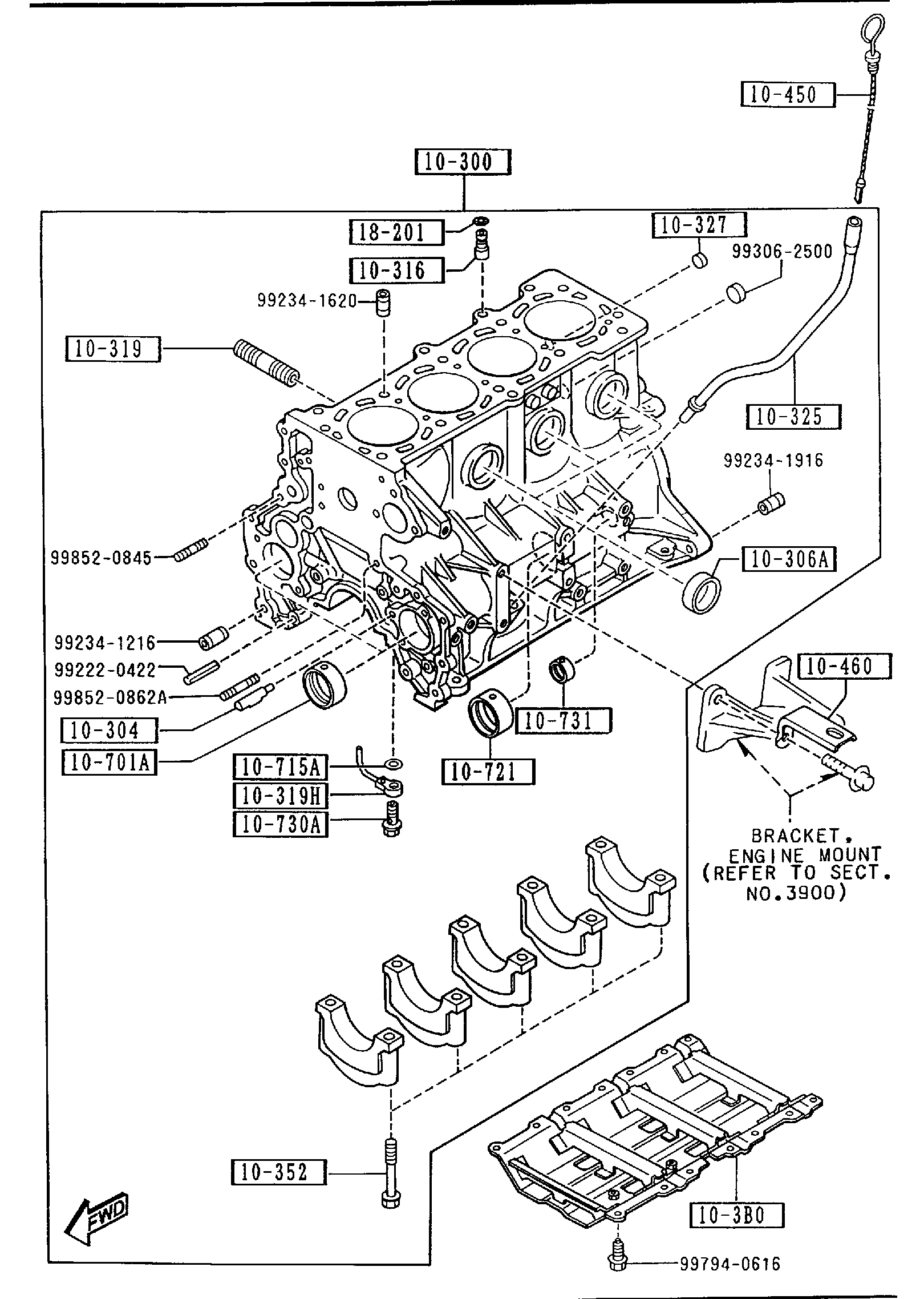 Diagram CYLINDER BLOCK (2600CC) for your 2001 Mazda Protege  SEDAN DX 