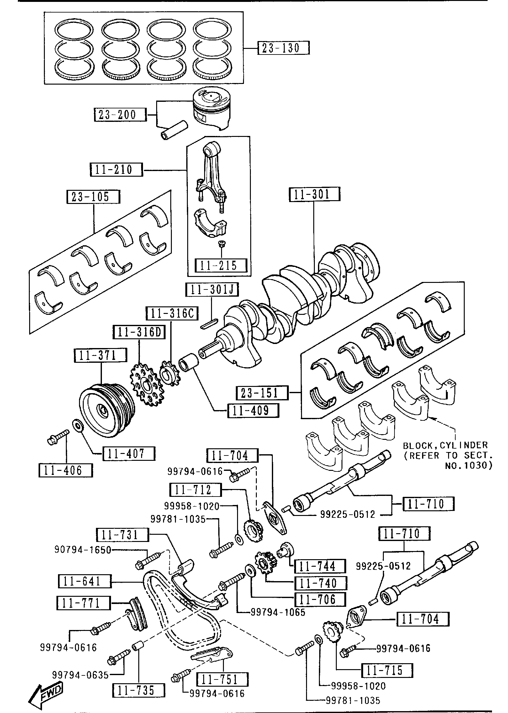 Diagram PISTON, CRANKSHAFT & FLYWHEEL (2600CC) for your 2013 Mazda Mazda3   