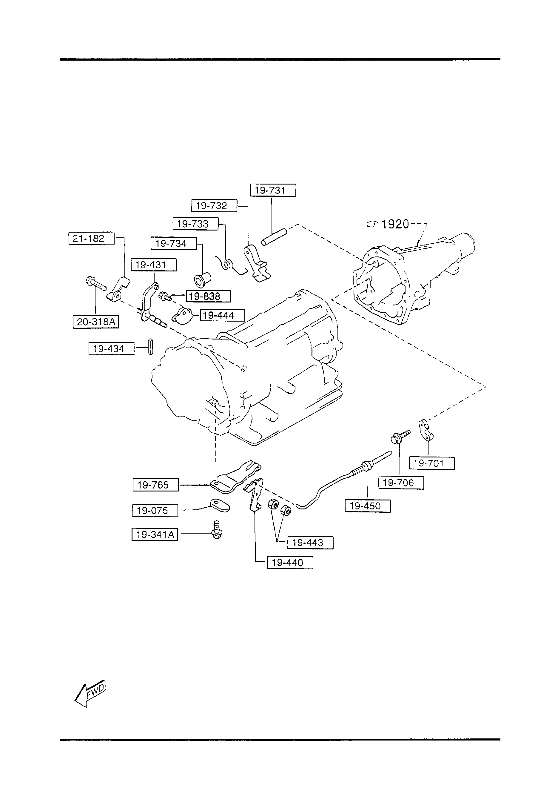 Diagram MANUAL LINKAGE SYSTEM (AUTOMATIC ; ELECTRONIC CONTROL) for your 2003 Mazda Protege  SEDAN LX L 