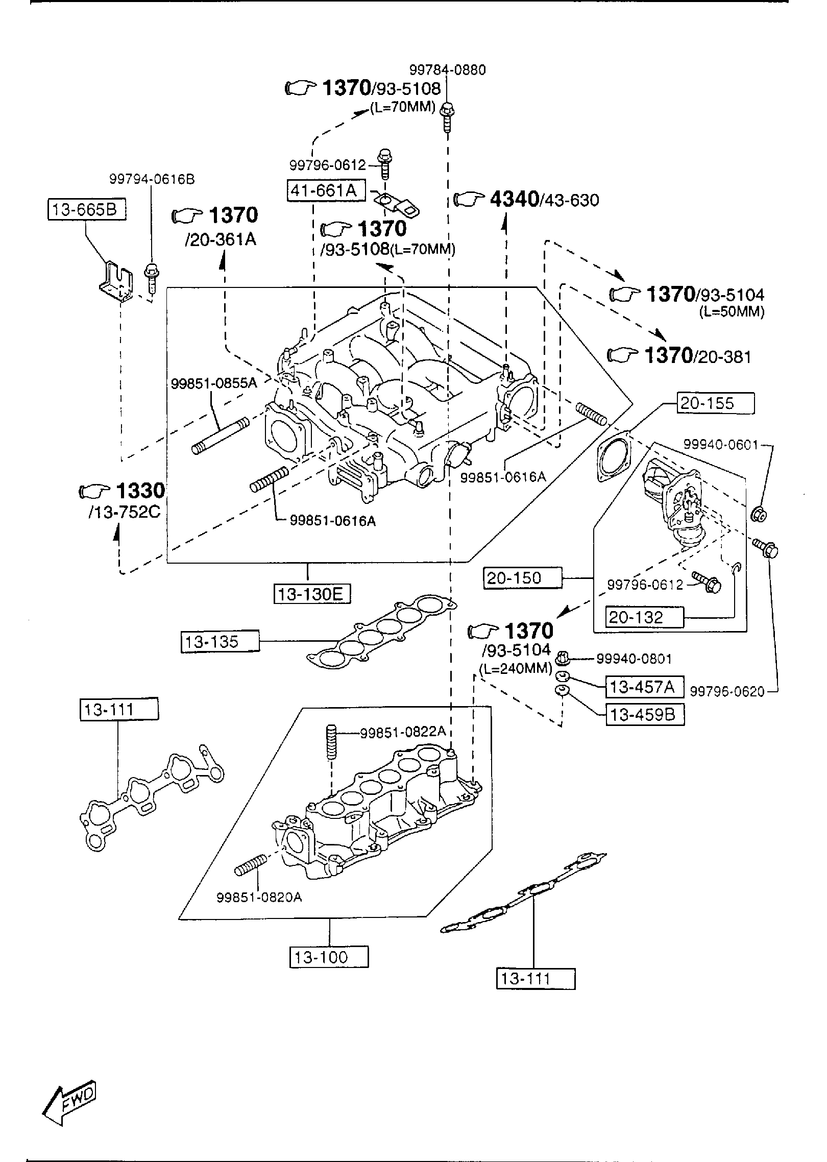 Diagram INLET MANIFOLD for your 1993 Mazda Protege  SEDAN BASE 