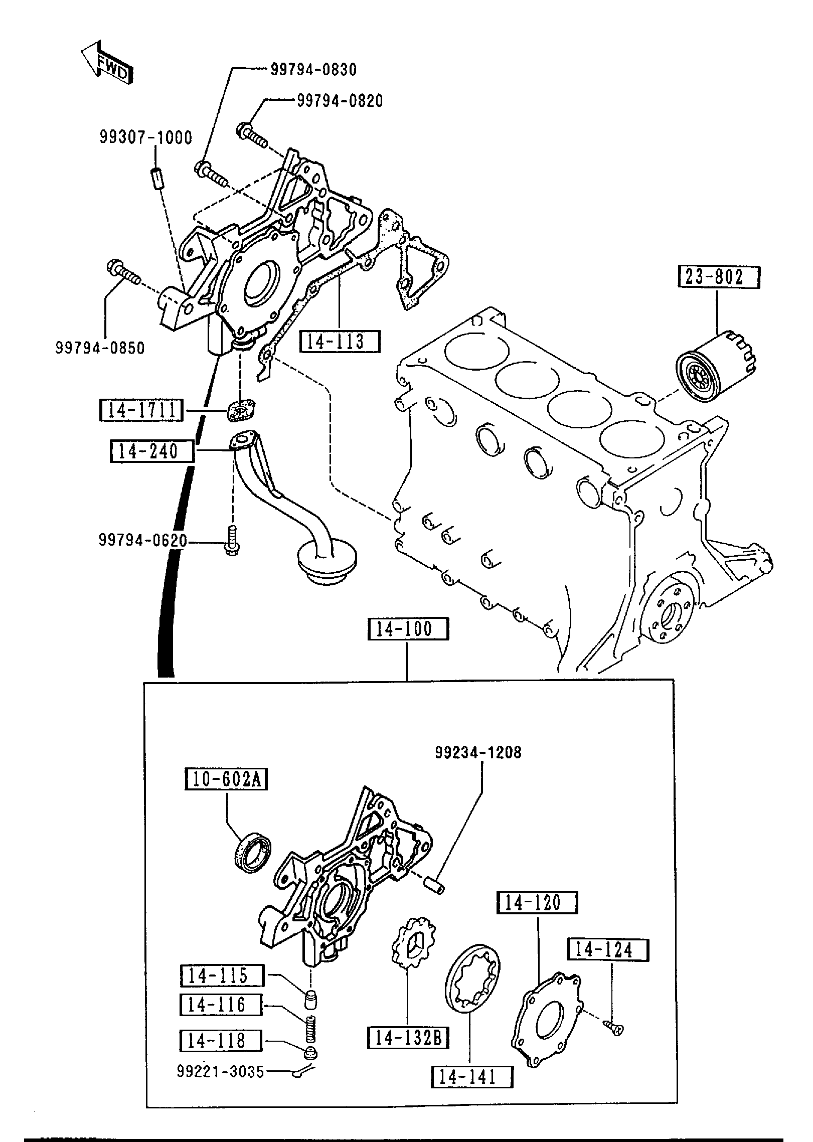 Diagram OIL PUMP & FILTER for your 1993 Mazda 323 1.8L MT SEDAN DX 