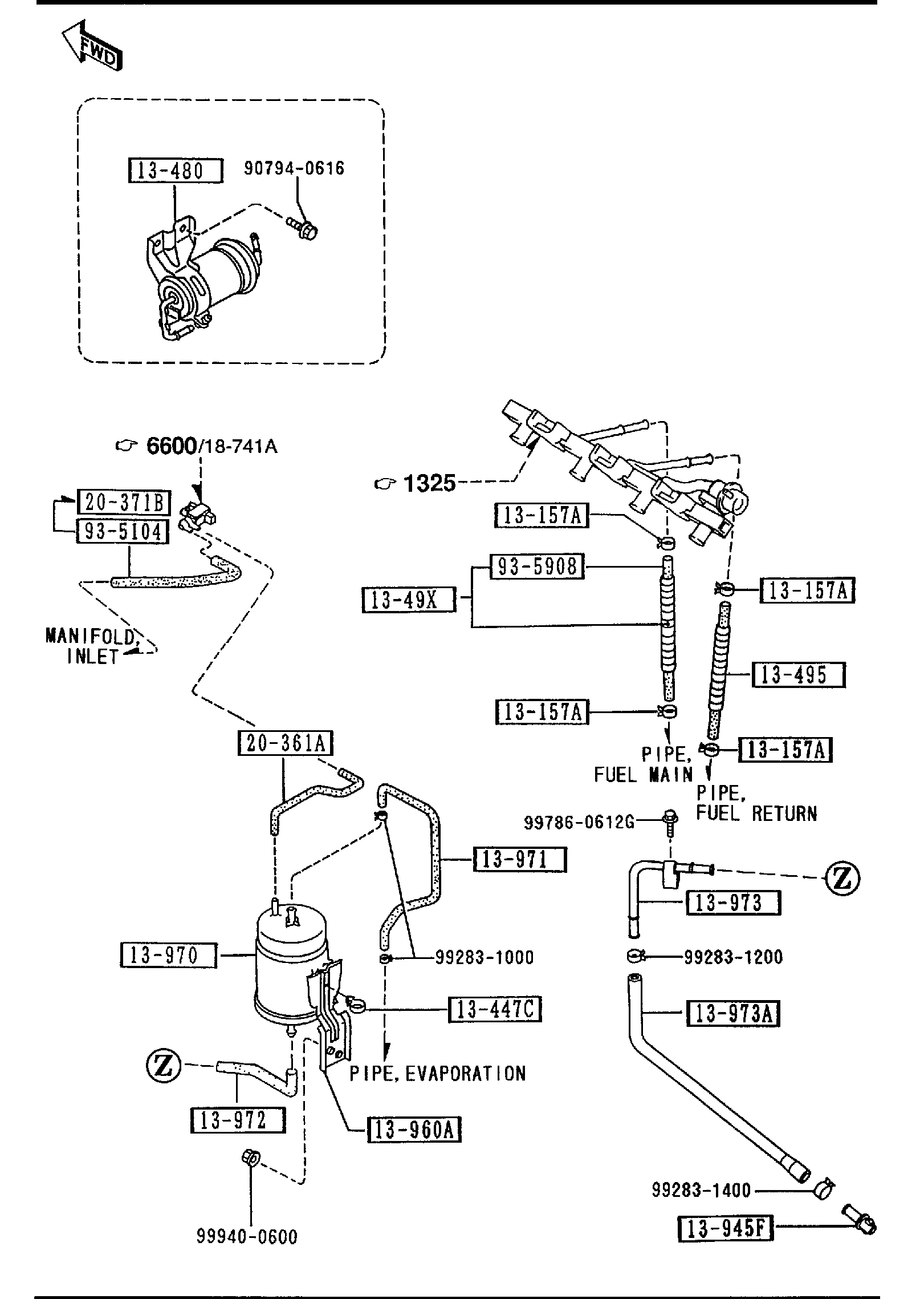 Diagram FUEL SYSTEM for your Mazda