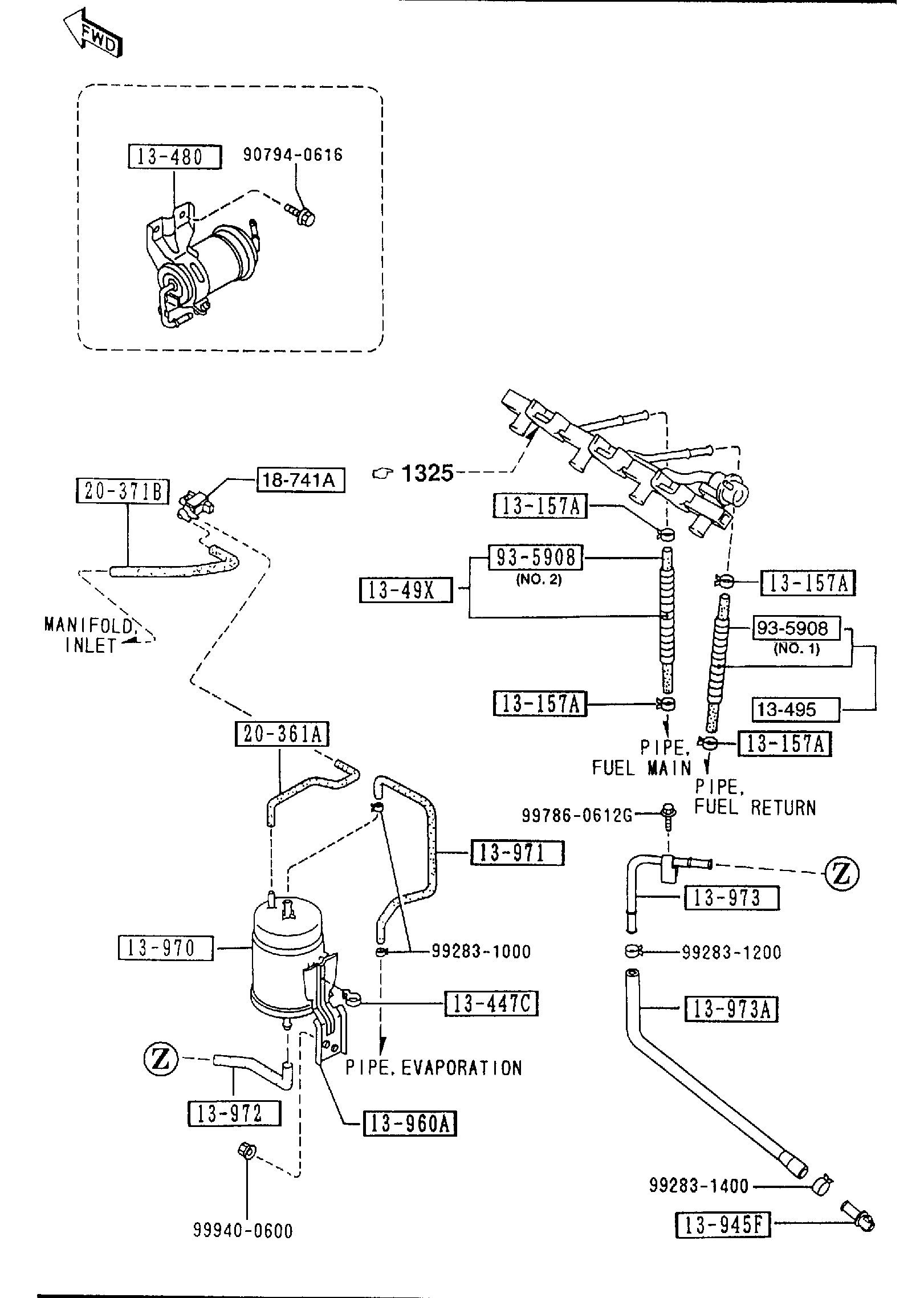 Diagram FUEL SYSTEM for your Mazda