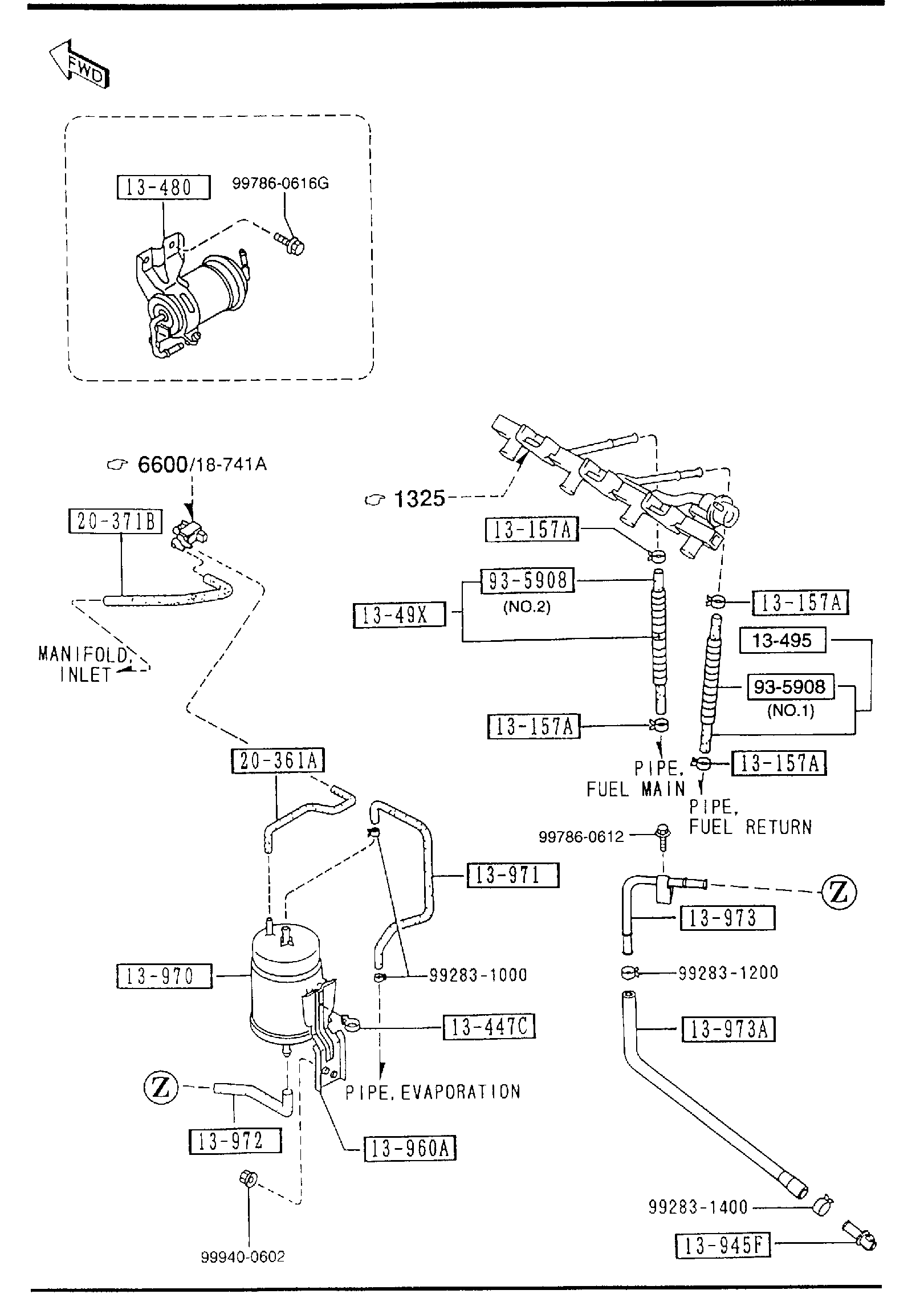 Diagram FUEL SYSTEM for your Mazda