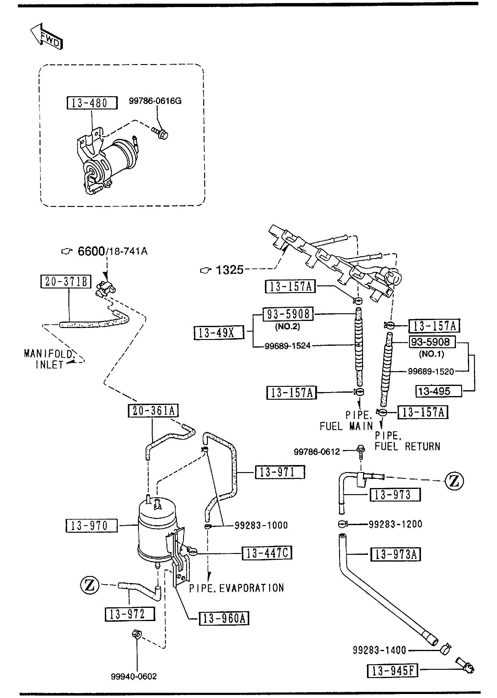 Diagram FUEL SYSTEM for your 1992 Mazda 323  HATCHBACK  