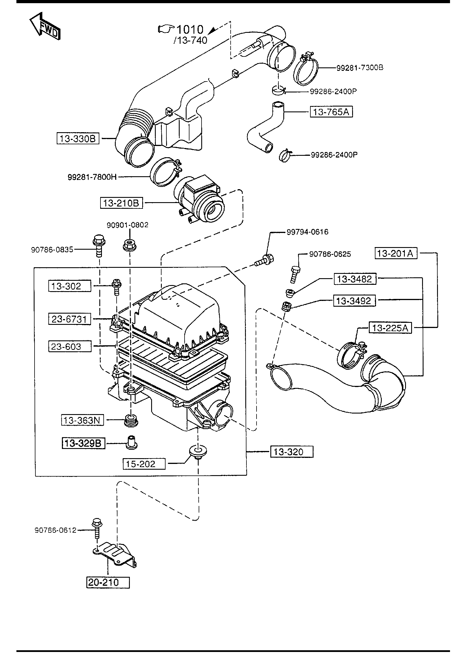 Diagram AIR CLEANER for your 1992 Mazda 323 1.6L AT HATCHBACK  