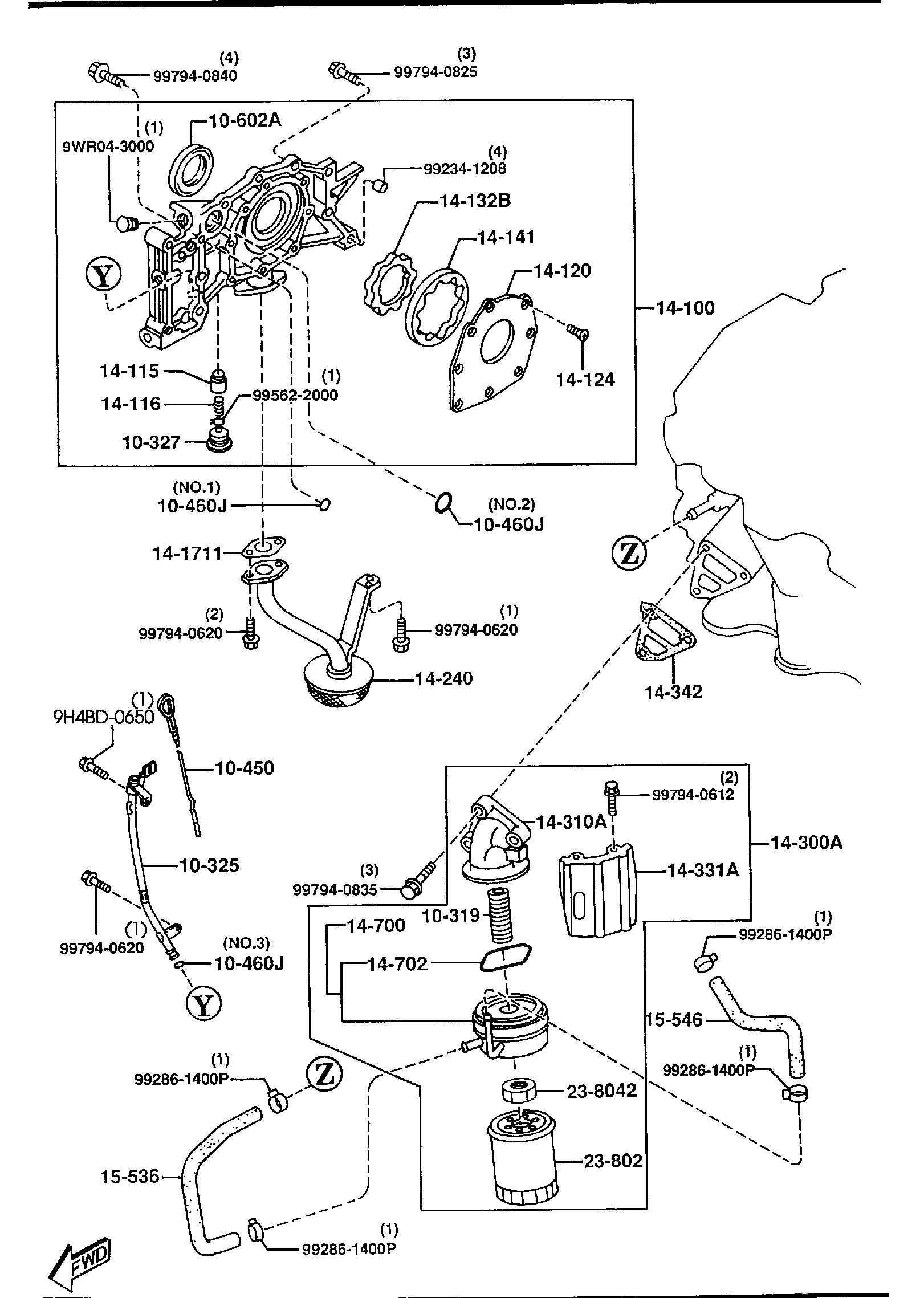 Diagram OIL PUMP & FILTER (2300CC) for your 2006 Mazda MX-5 Miata   
