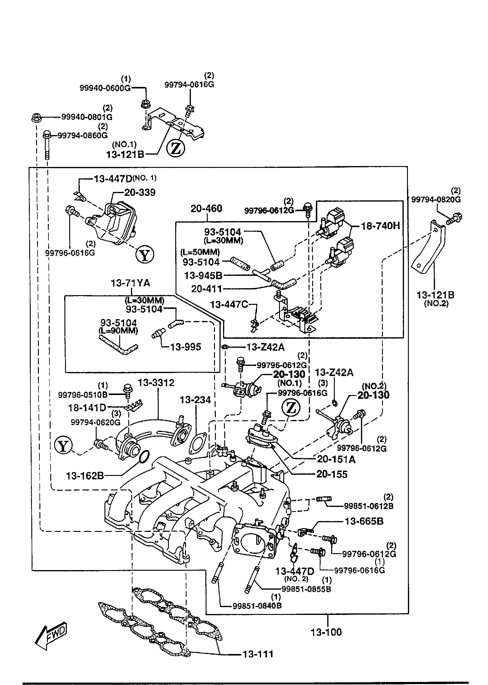 Diagram INLET MANIFOLD (2500CC) for your 1993 Mazda 626   