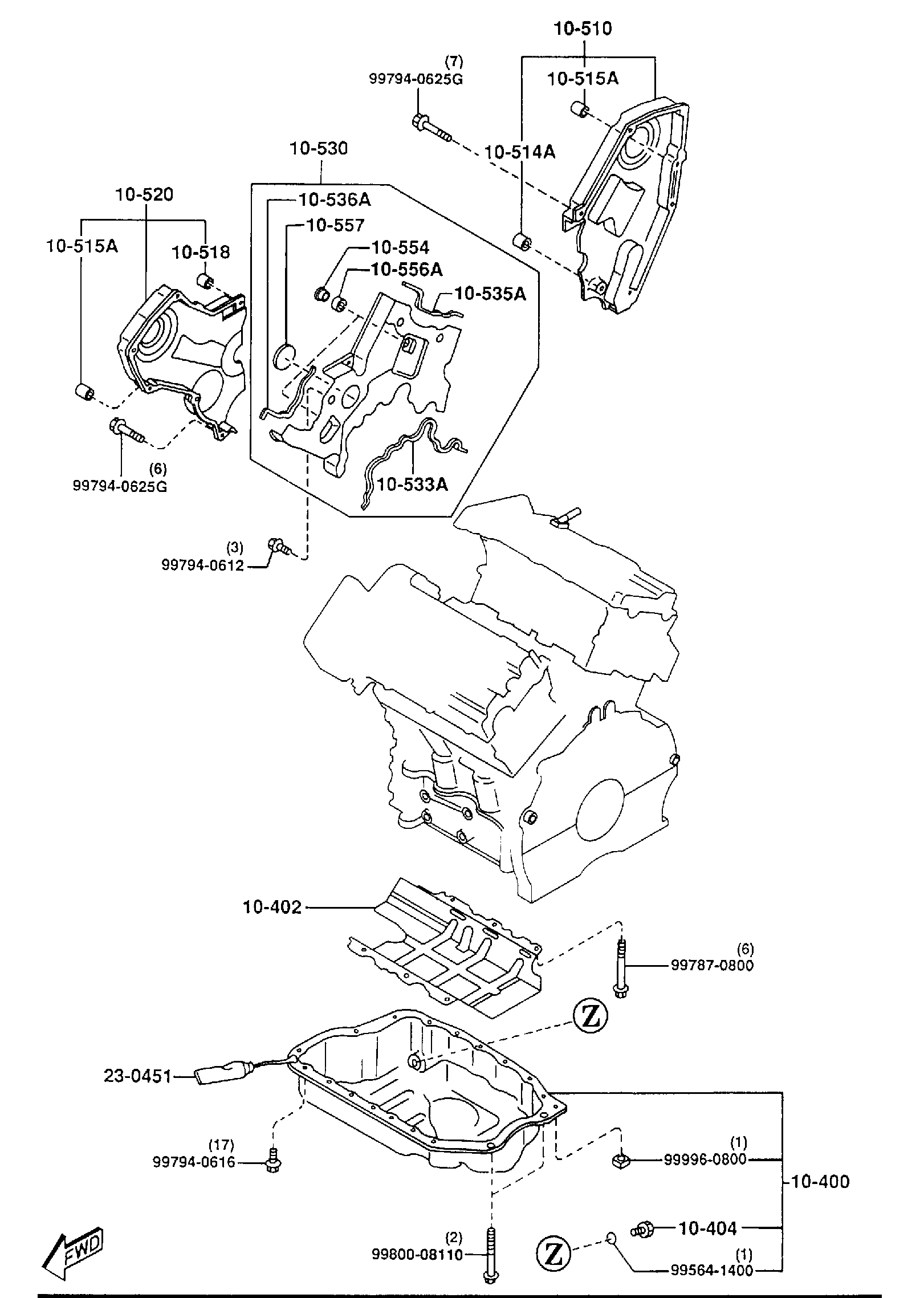 Diagram OIL PAN & TIMING COVER (2500CC) for your 2009 Mazda Mazda5   