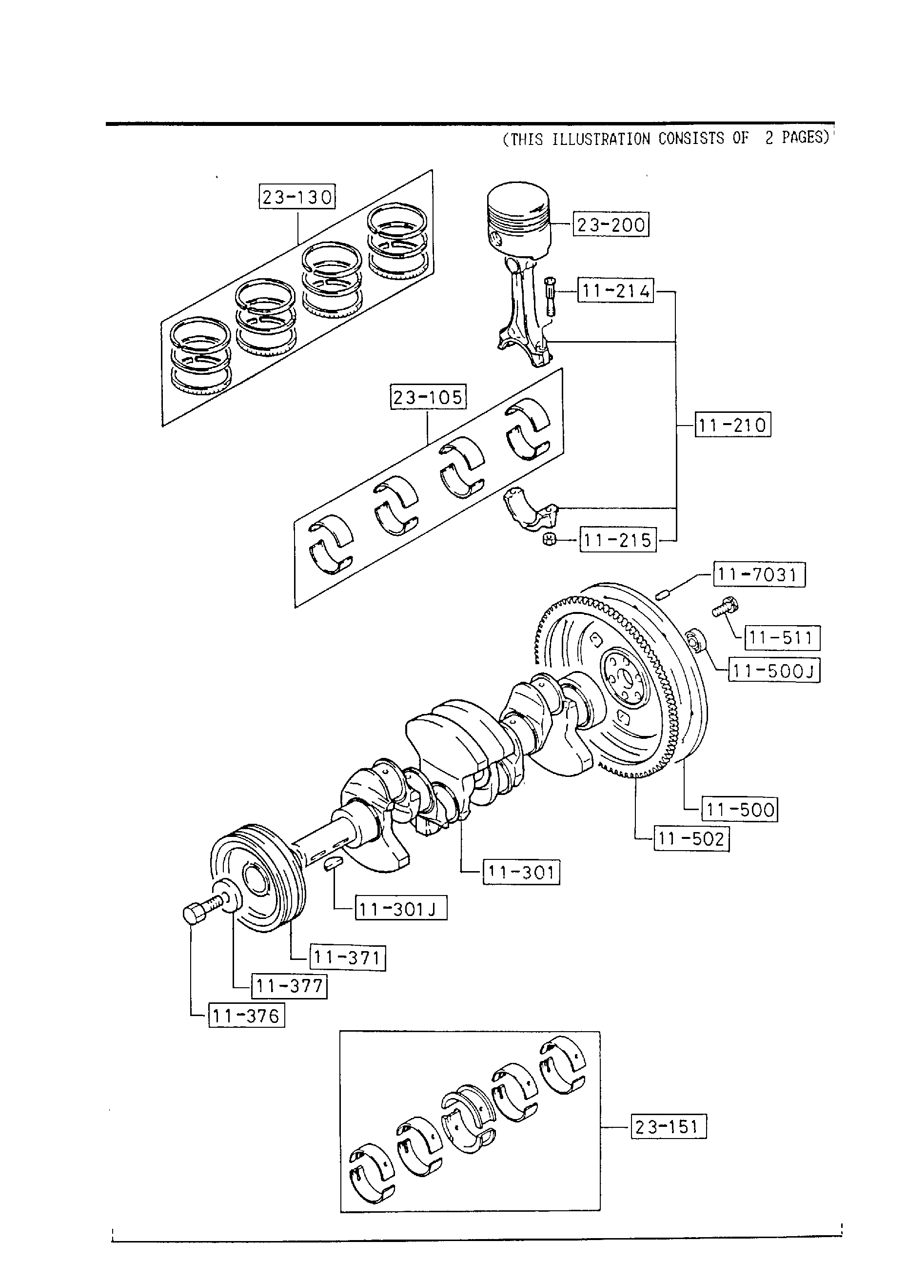 Diagram PISTON, CRANKSHAFT & FLYWHEEL (2600CC)('87 & '88 MODELS) for your 2013 Mazda CX-9  GRAND TOUR 