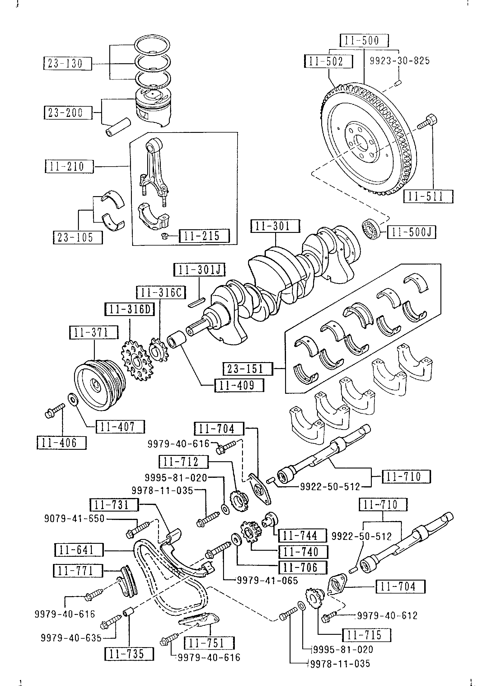 Diagram PISTON,CRANKSHAFT & FLYWHEEL (2600CC) for your 2013 Mazda Mazda3   