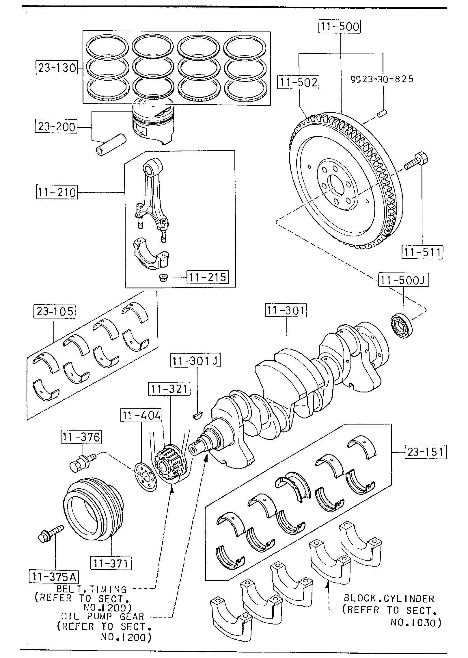 Diagram PISTON, CRANKSHAFT & FLYWHEEL (2000CC) for your 2004 Mazda Mazda6   