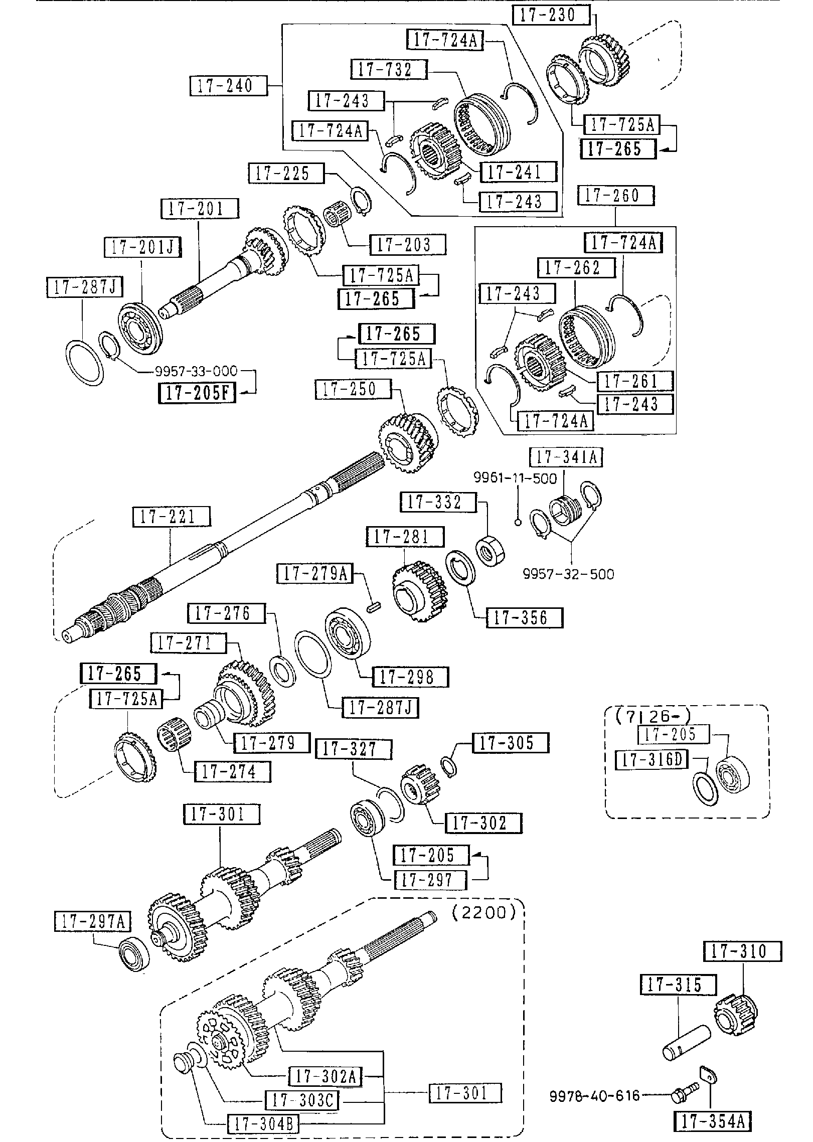 Diagram MANUAL TRANSMISSION GEARS (4-SPEED) for your 2007 Mazda B3000   