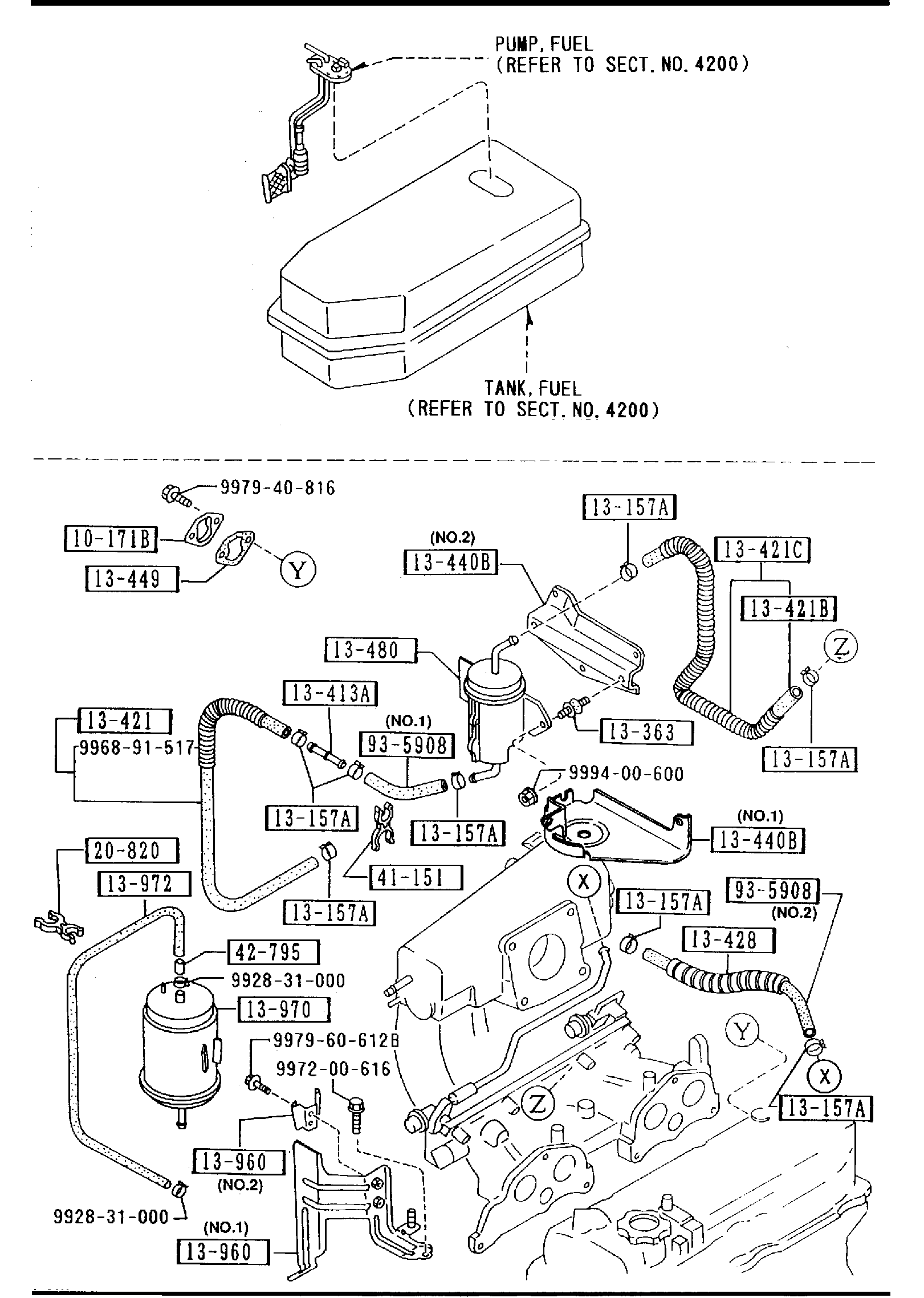 Diagram FUEL SYSTEM (2200CC)(EGI) for your 1997 Mazda Millenia   