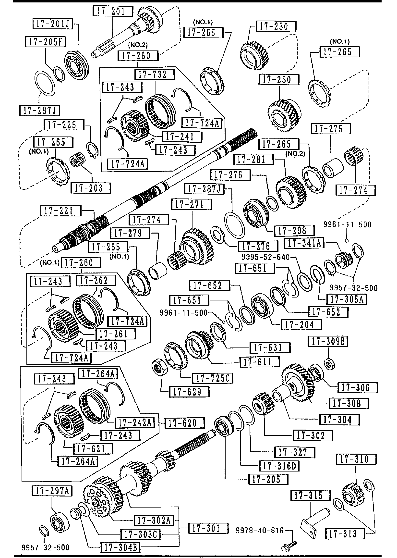Diagram TRANSMISSION GEARS(MANUAL) (2200CC) for your Mazda
