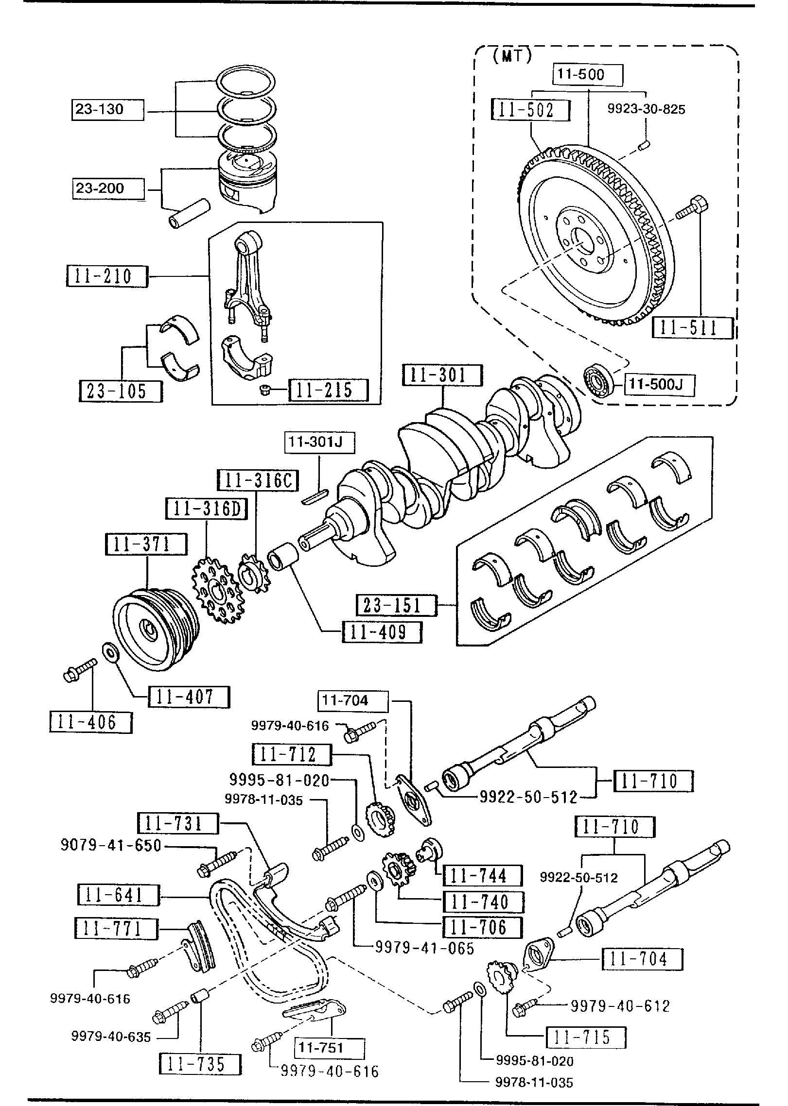 Diagram PISTON,CRANKSHAFT & FLYWHEEL (2600CC) for your 2013 Mazda Mazda3   