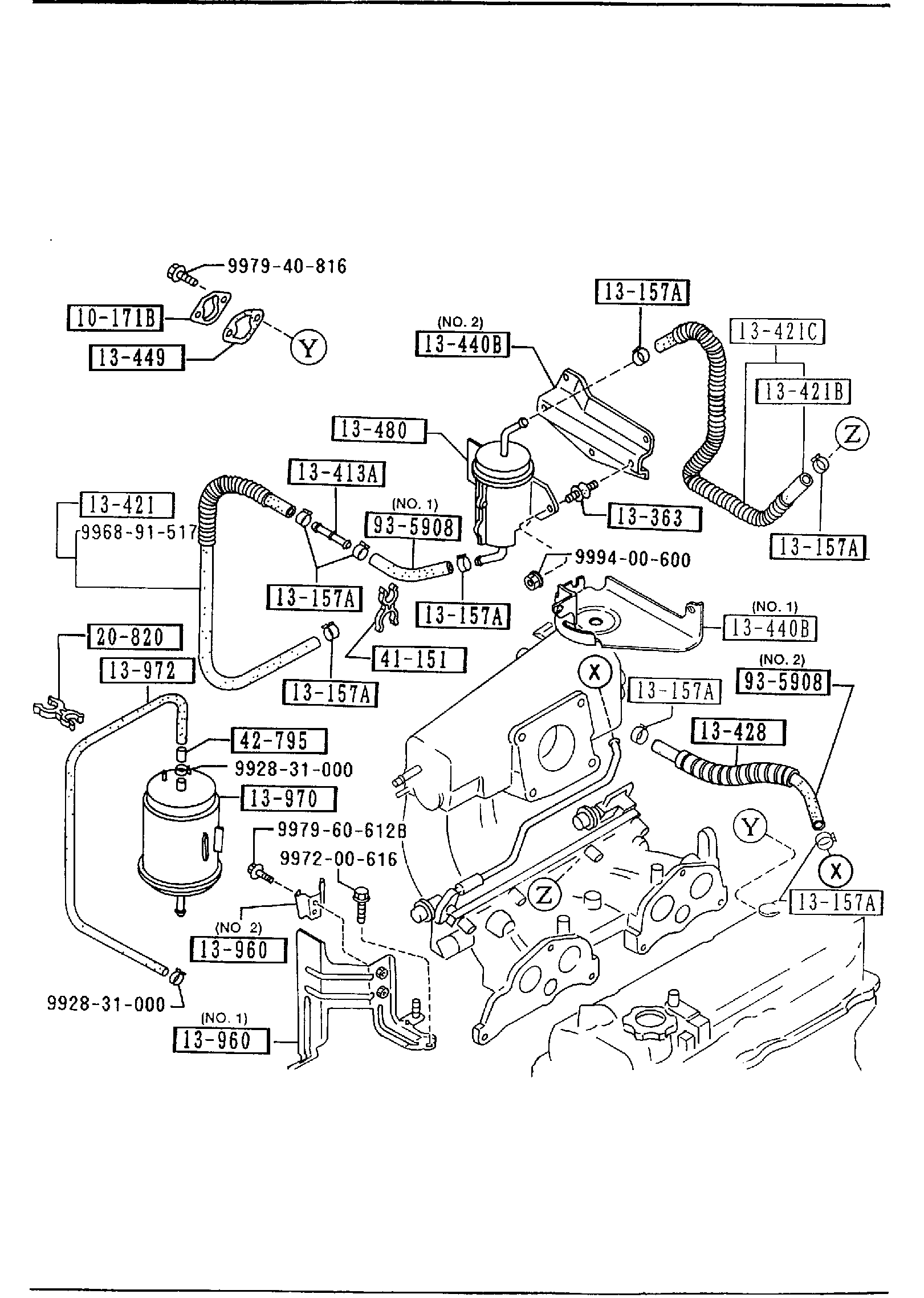 Diagram FUEL SYSTEM (2200CC) for your 1997 Mazda Millenia   