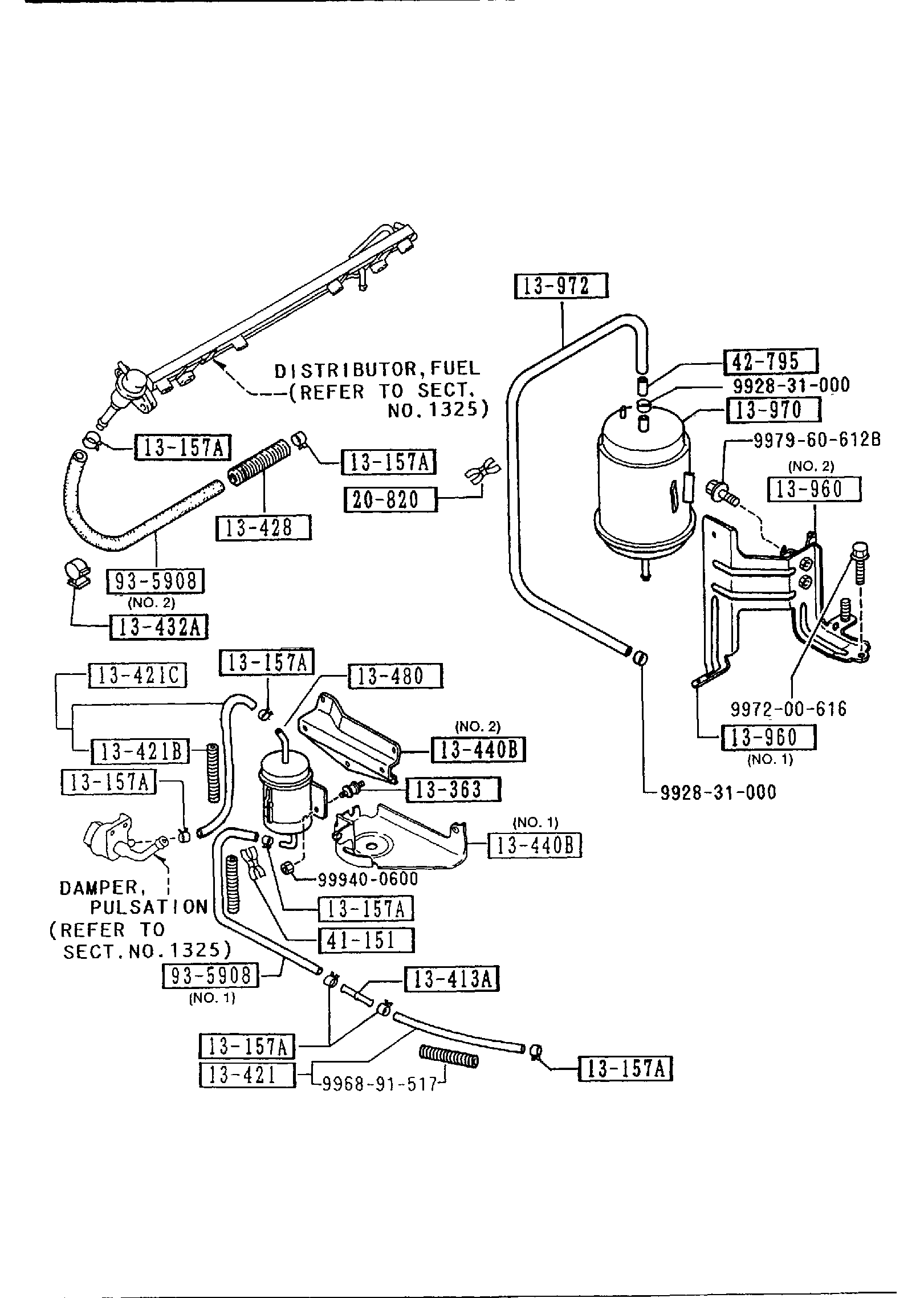 Diagram FUEL SYSTEM (2600CC) for your 1997 Mazda Millenia   